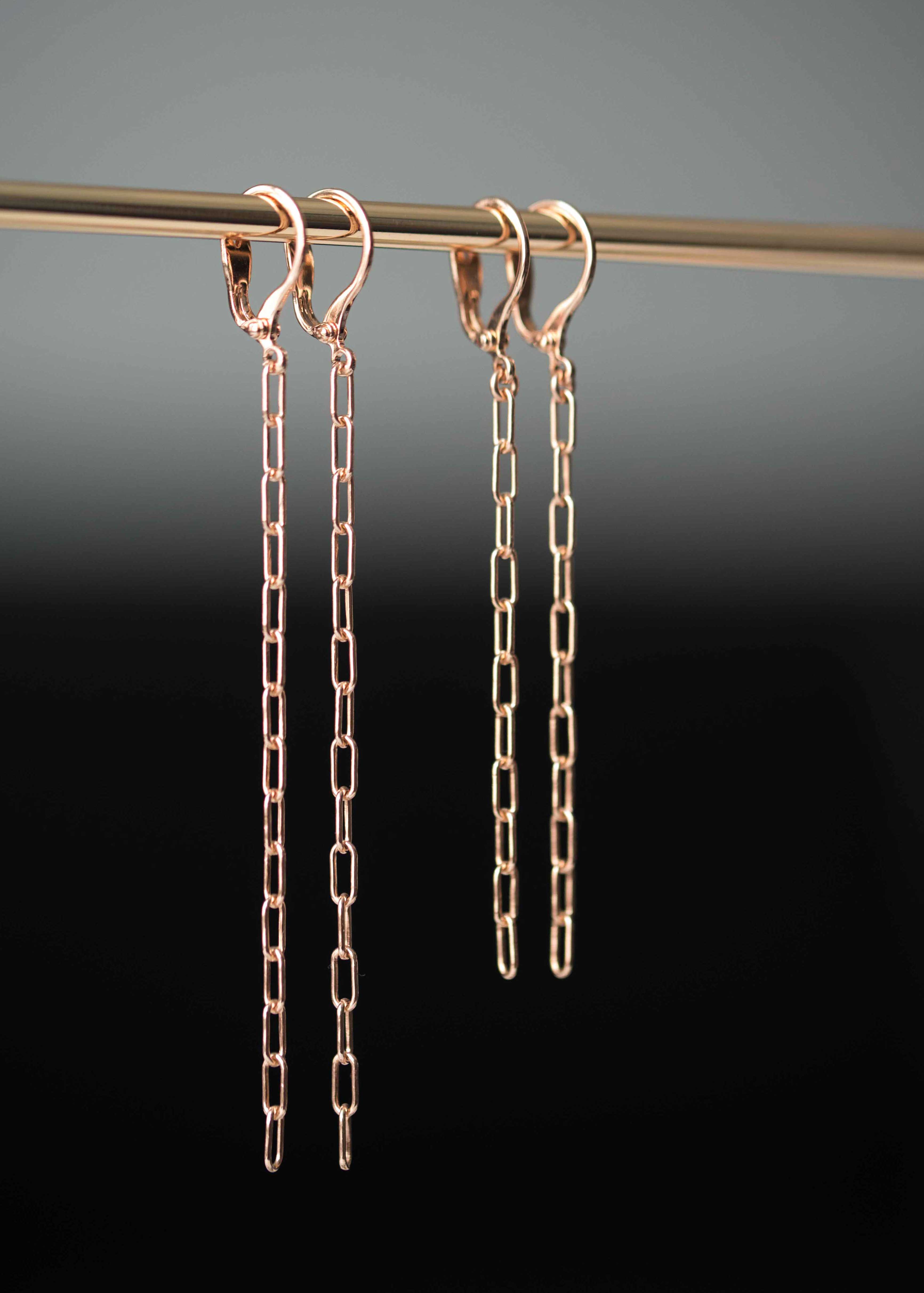 Long Chain Earrings Rose Gold