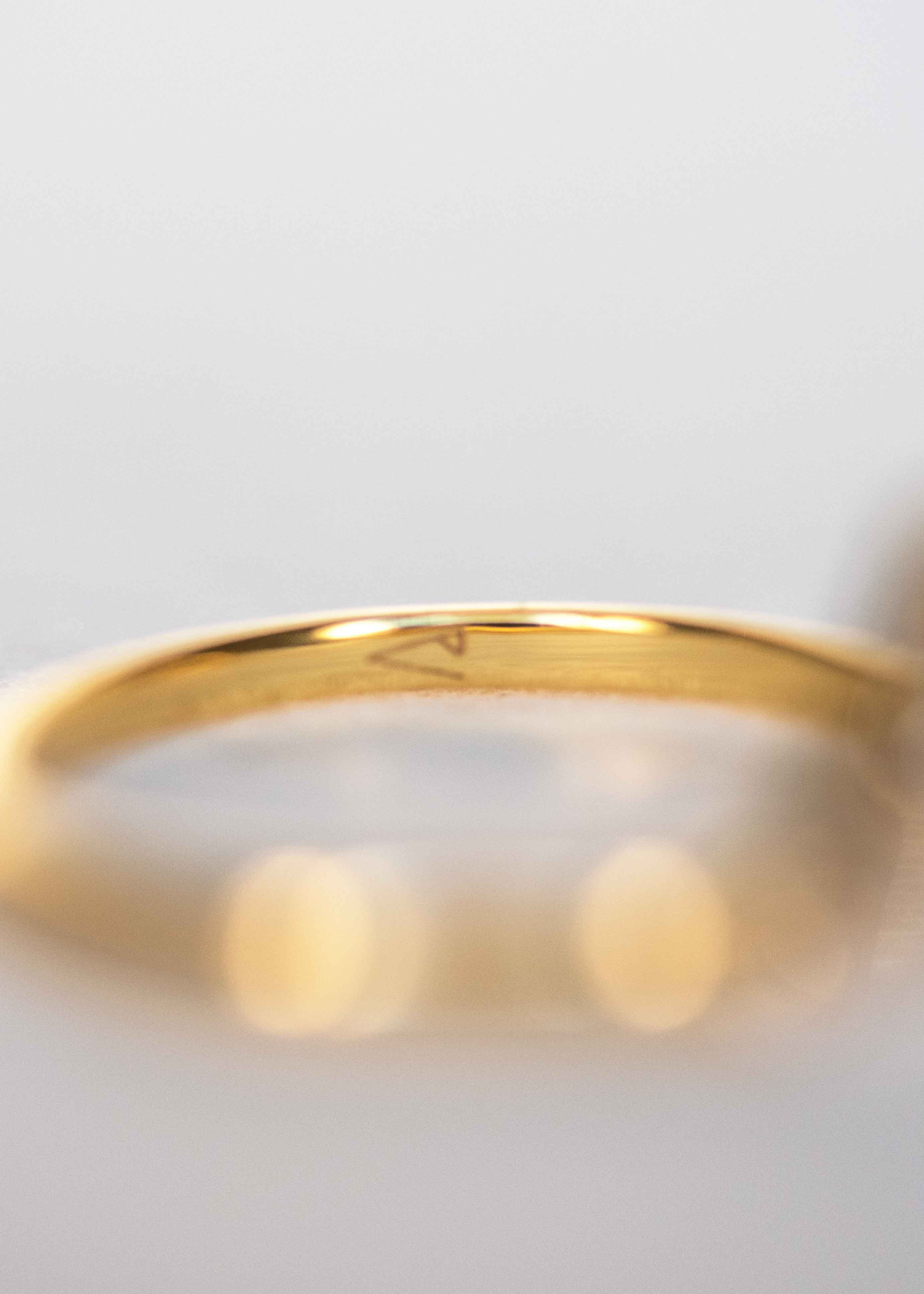 Hana Gold Stacking Ring, Chevron V Curved Ring with gemstone