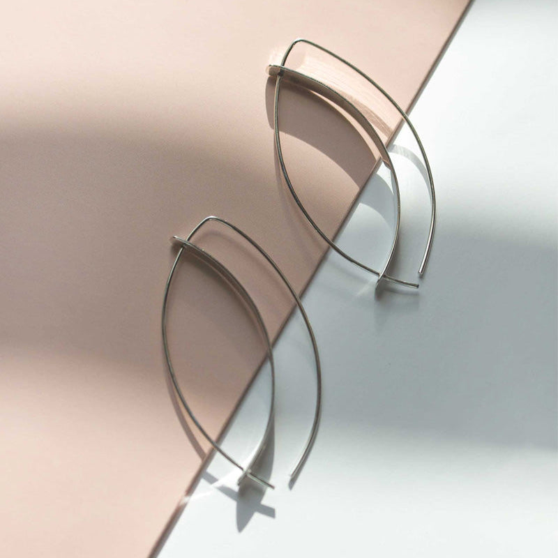 Unique Statement Silver Earrings Modern Geometric Hoops