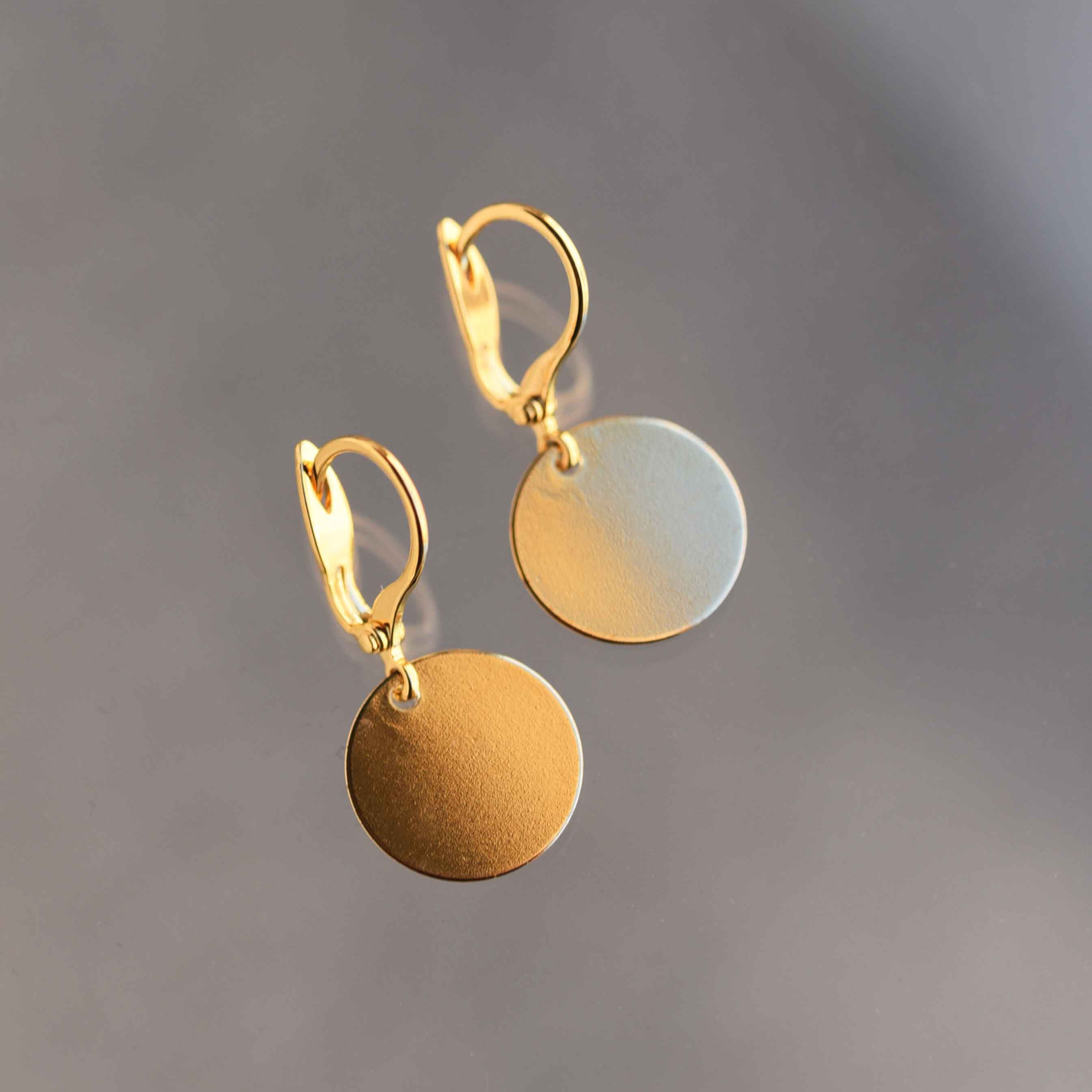gold disc earrings minimal in 14k Gold Filled, Statement Earrings for Women, Birthday Anniversary Gift, Real Gold Filled Non Tarnish Hypoallergenic Earrings for Girls