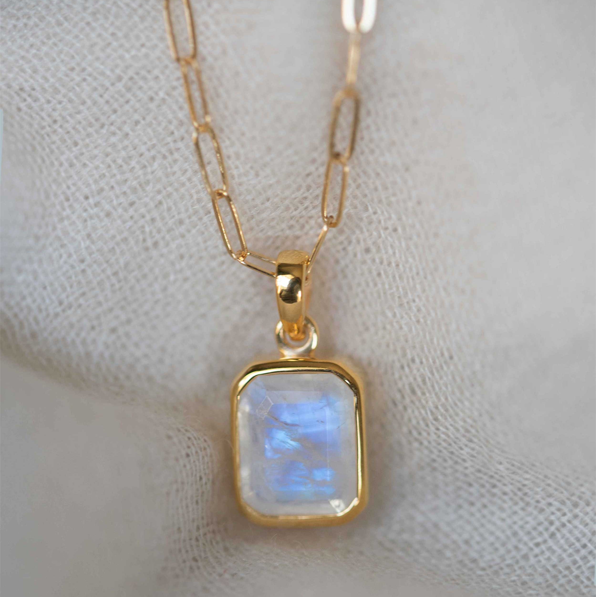 Moonstone Gold Necklace Minimalist Gifts for Women June Birthstone Birthday Anniversary Gifts for girls
