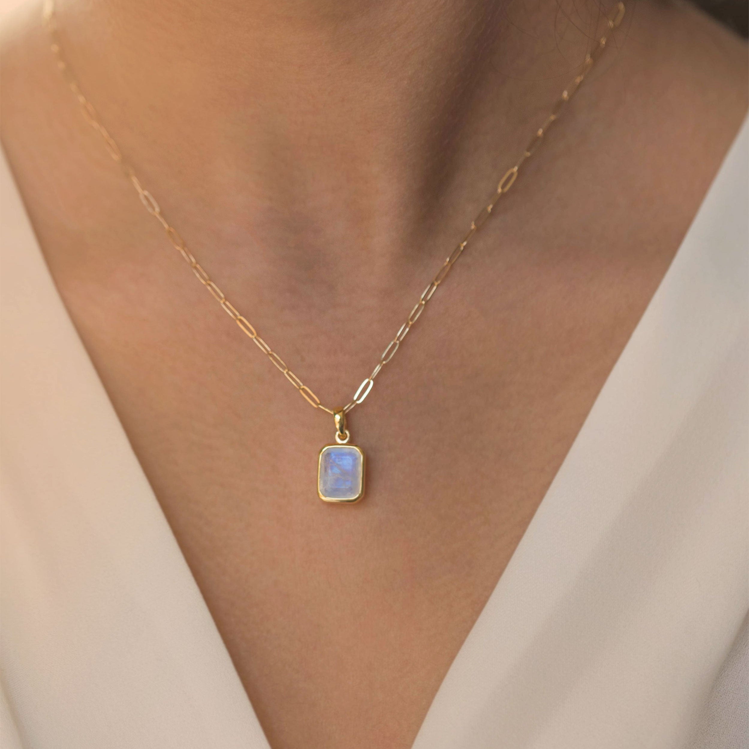 Moonstone Gold Necklace Minimalist Gifts for Women June Birthstone Birthday Anniversary Gifts for girls