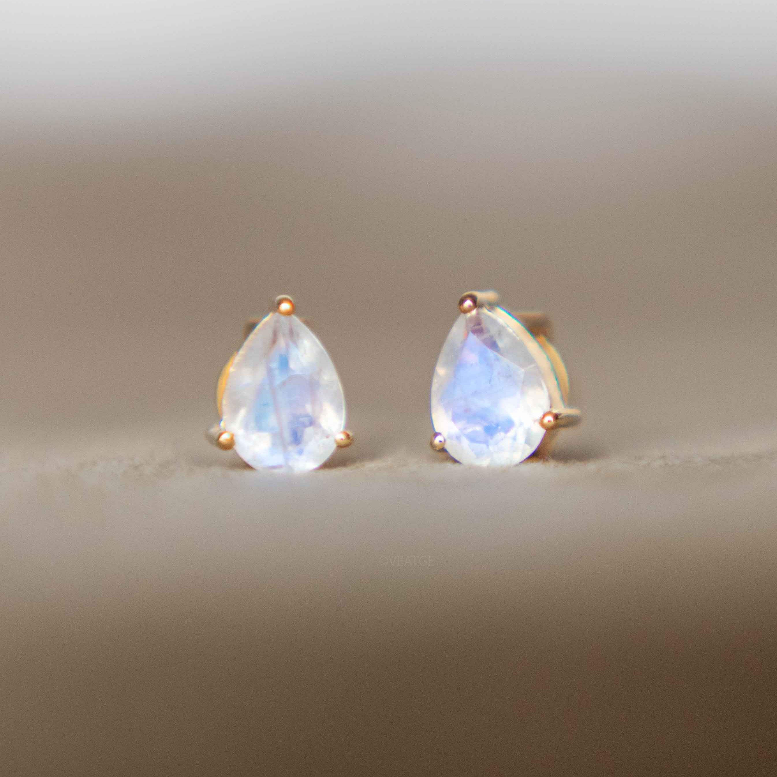 Moonstone Pear Large Studs Earrings Gold Dainty Delicate Small Gifts for Girls Teen Women Girlfriend Bestfriend Mom gifts