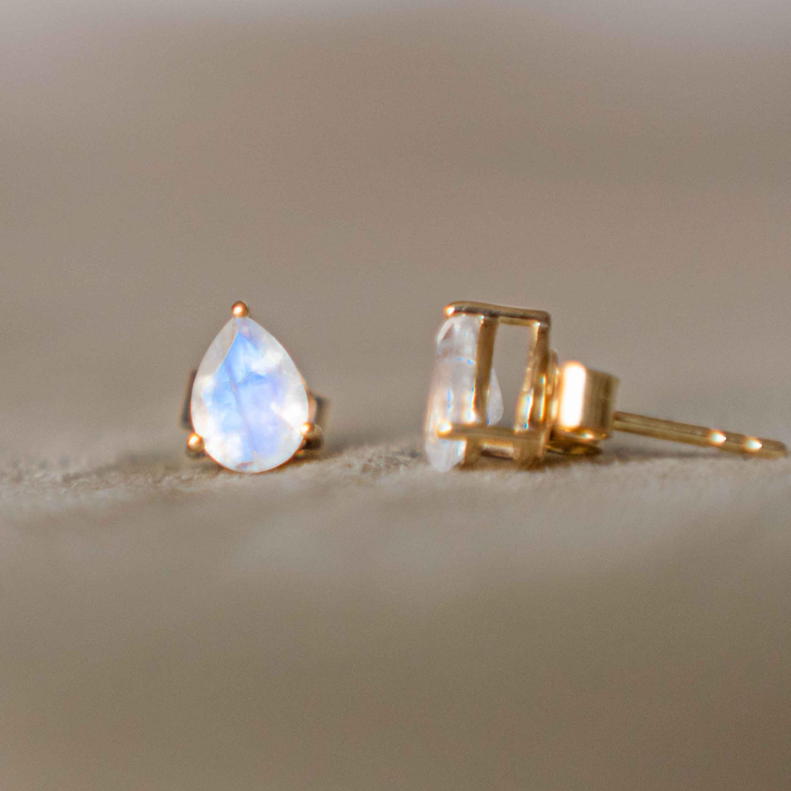 Moonstone Pear Large Studs Earrings Gold Dainty Delicate Small Gifts for Girls Teen Women Girlfriend Bestfriend Mom gifts
