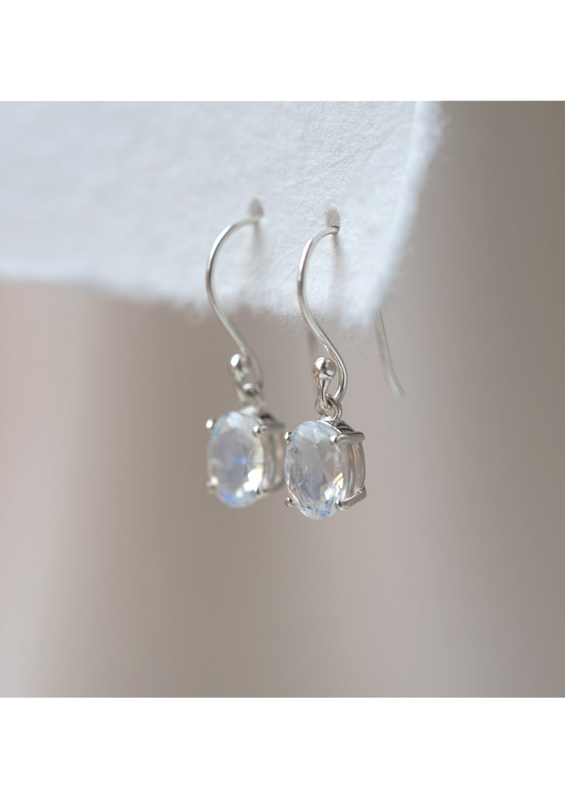 June Birthstone Blue Moonstone Sterling Silver Dangle Earrings