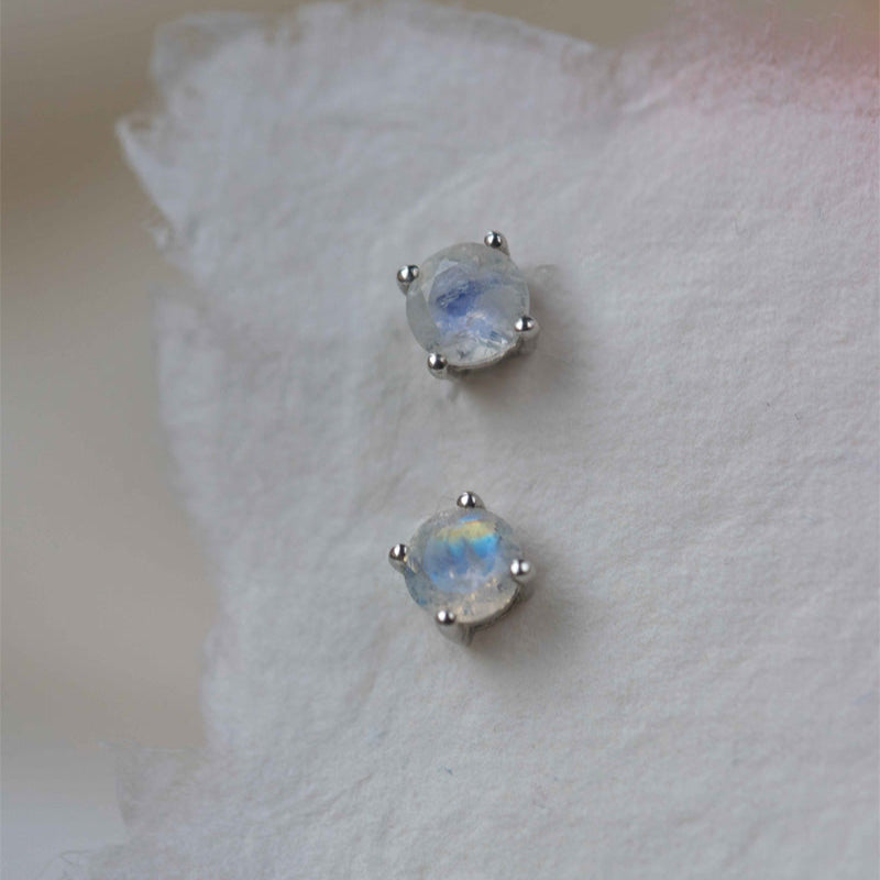 Moonstone Stud Earrings 925 sterling silver cartilage second piercing