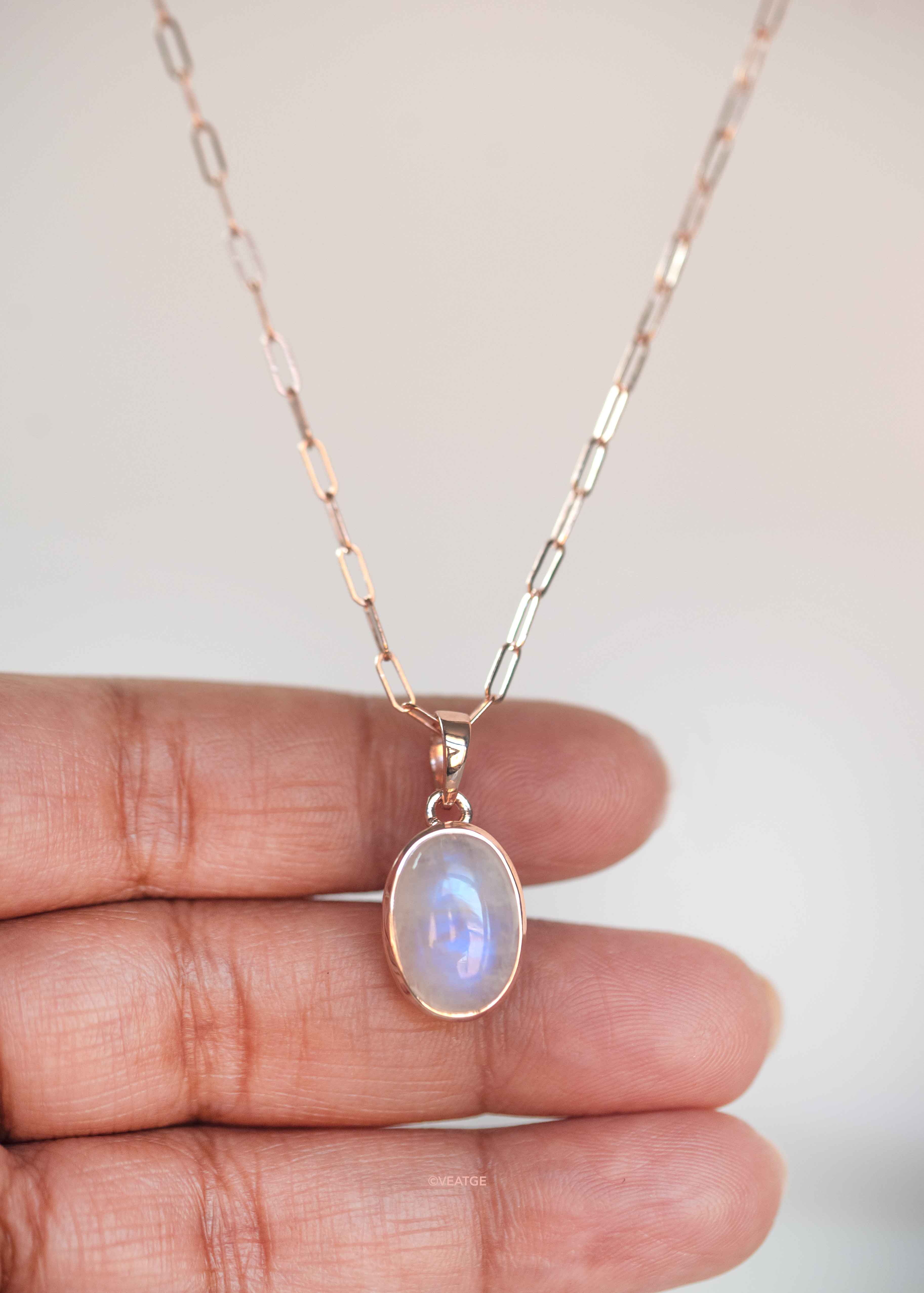 Moonstone Rose Gold Necklace June Birthstone Real Genuine Gemstone Gifts for women friend wife girlfriend