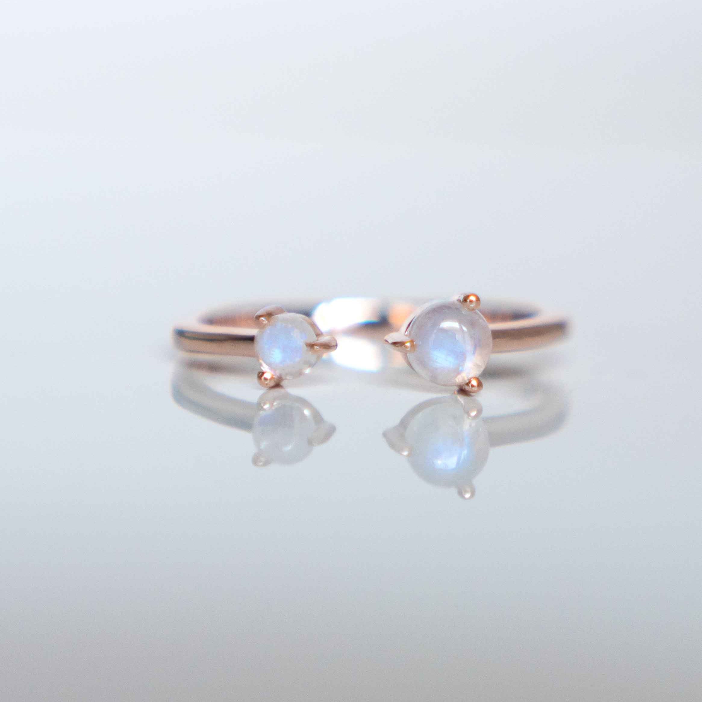 Moonstone Ring in Rose Gold Adjustable blue flash birthstone gifts for women