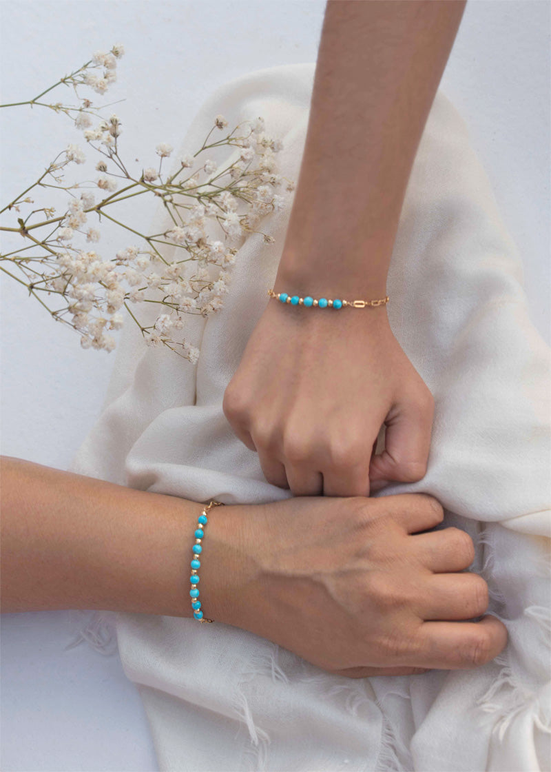 Turquoise Gold Bracelet Mother Daughter Jewelry Mother's day gifts