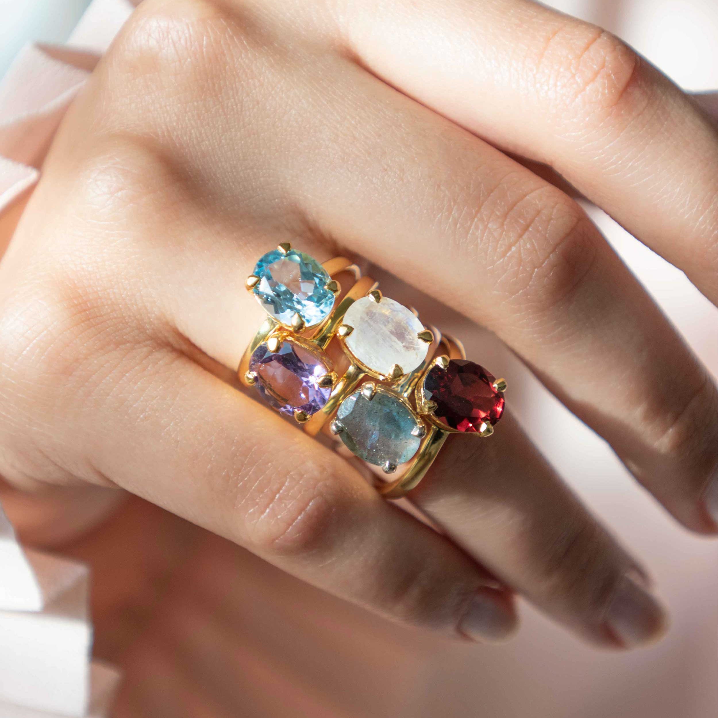 multi gemstone rings veatge reign