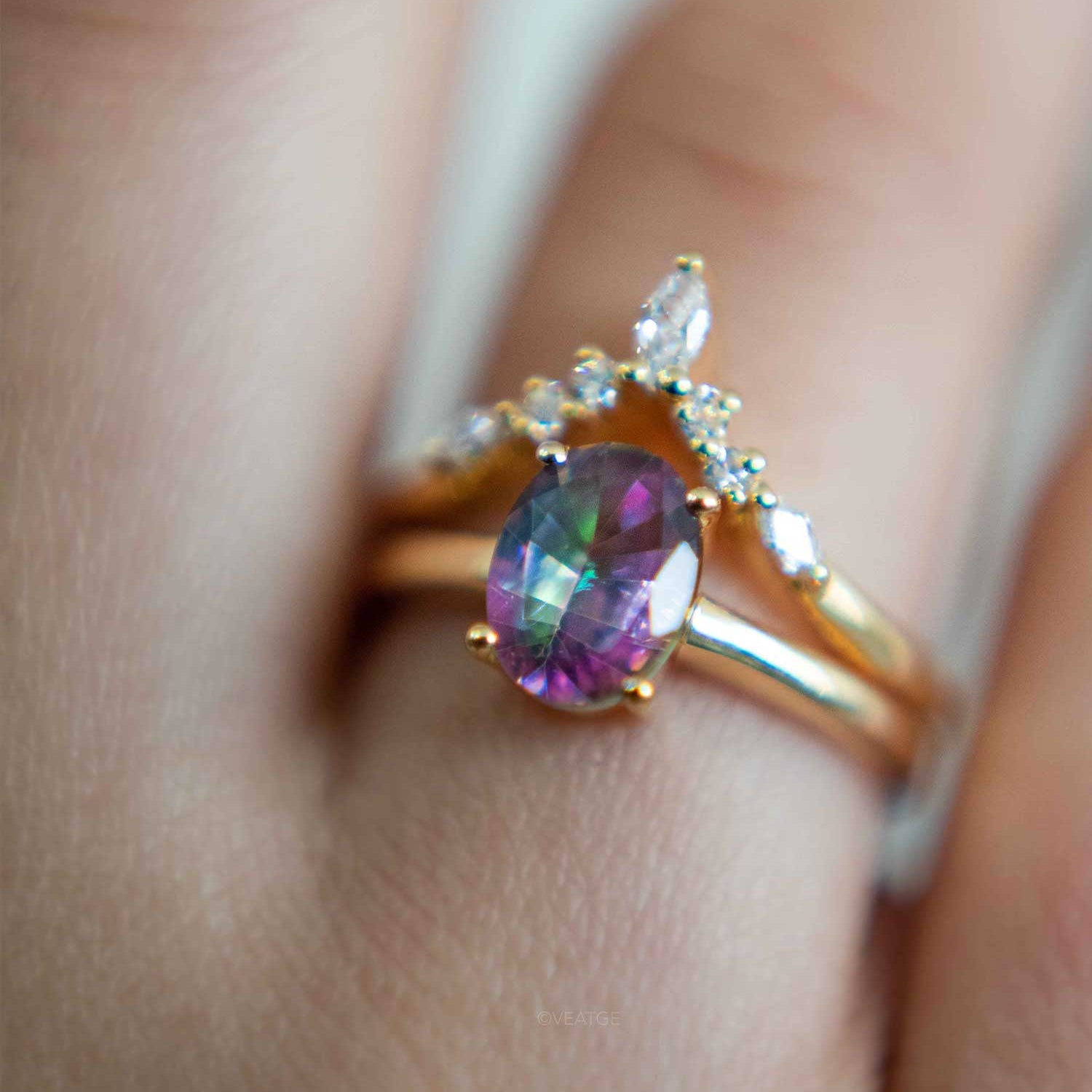 Marquise Gold Stacking Rings