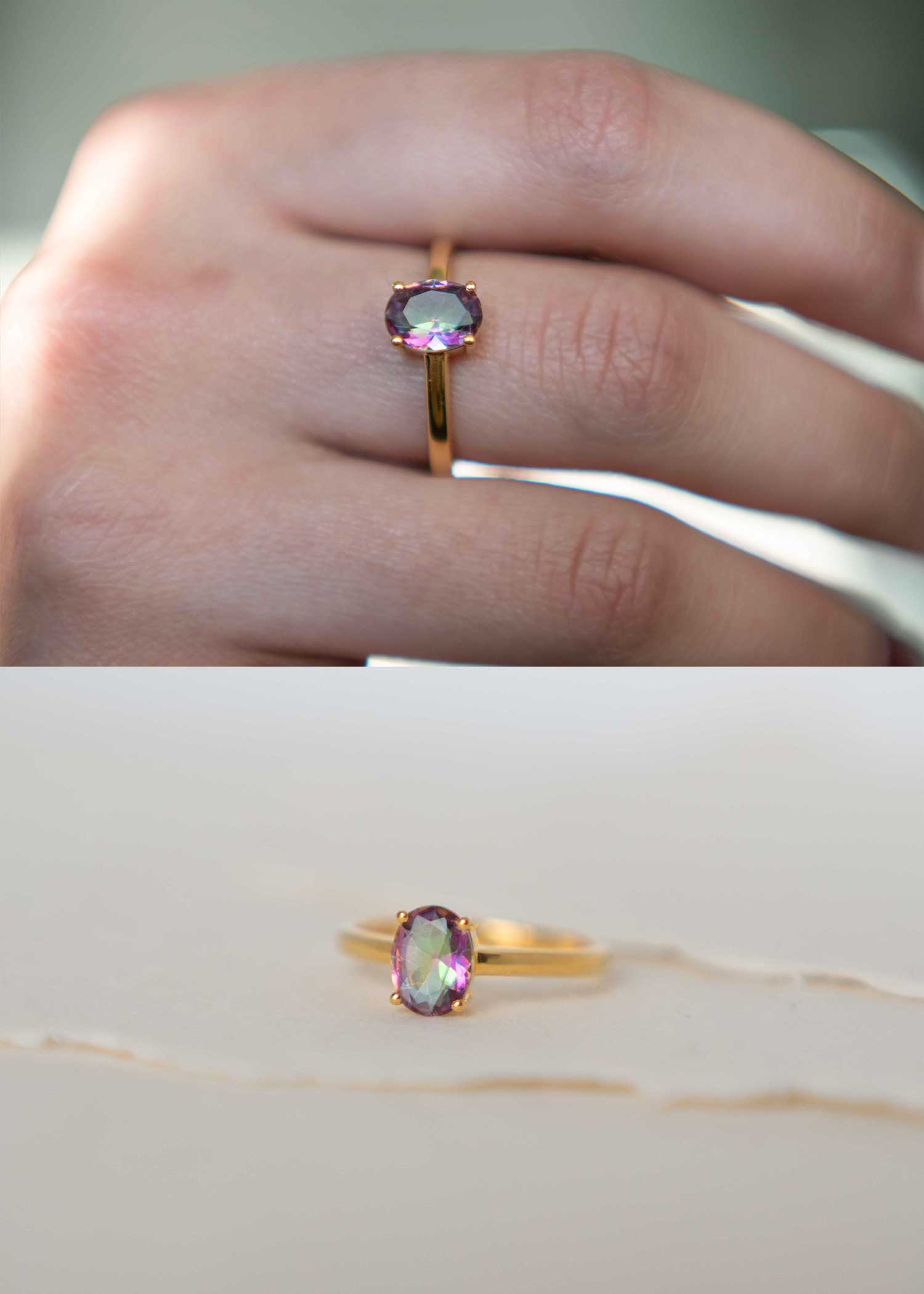 Mystic Topaz Ring in Gold Vermeil gifts for women gift for her gemstone ring