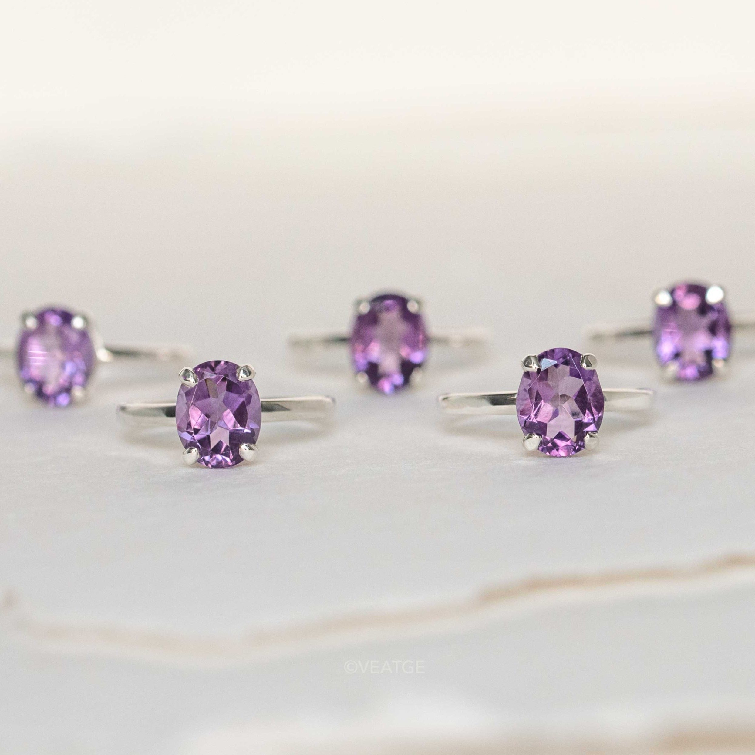 Large Amethyst Sterling Silver Gold Vermeil Ring, February Birthstone Gifts for Her