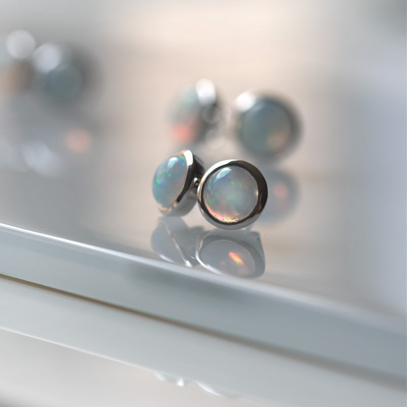 Opal Large Studs Earrings in Sterling Silver