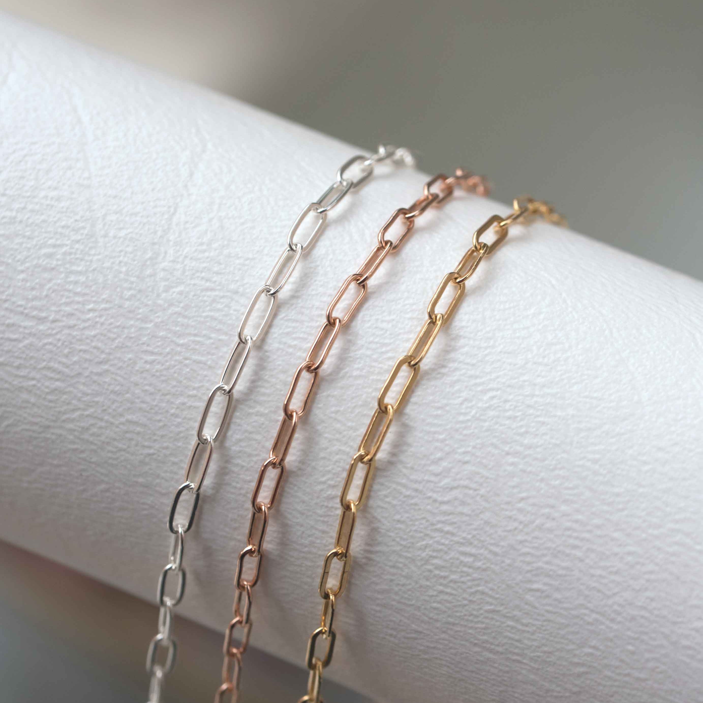 paperclip chain minimal bracelet gold silver rose gold