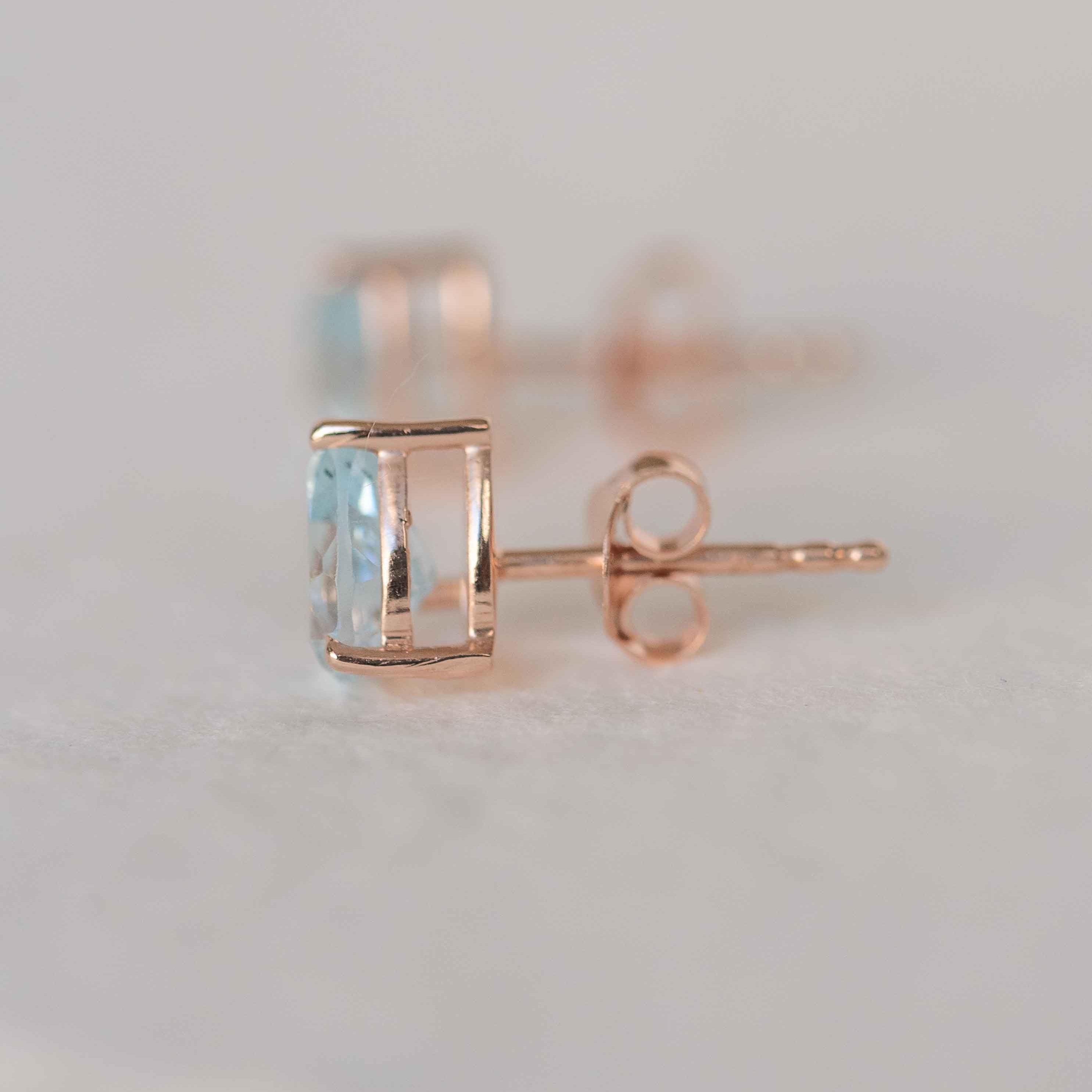 Blue Topaz Stud Earrings Second Piercing Cartilage gifts for girls bff girlfriends