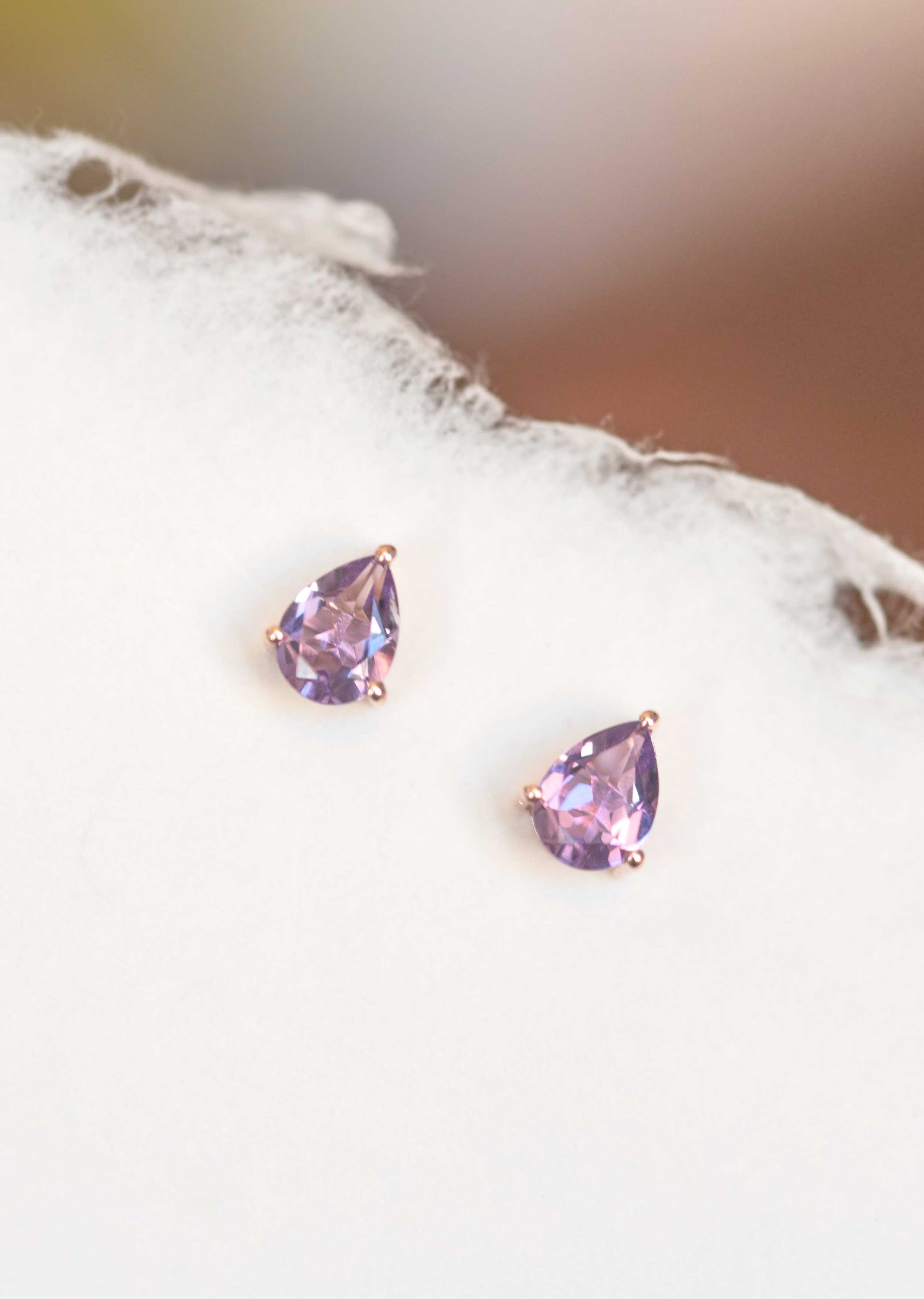 Amethyst Pear Shape Stud Earrings Gifts for girls women girlfriend cartilage second piercing earrings