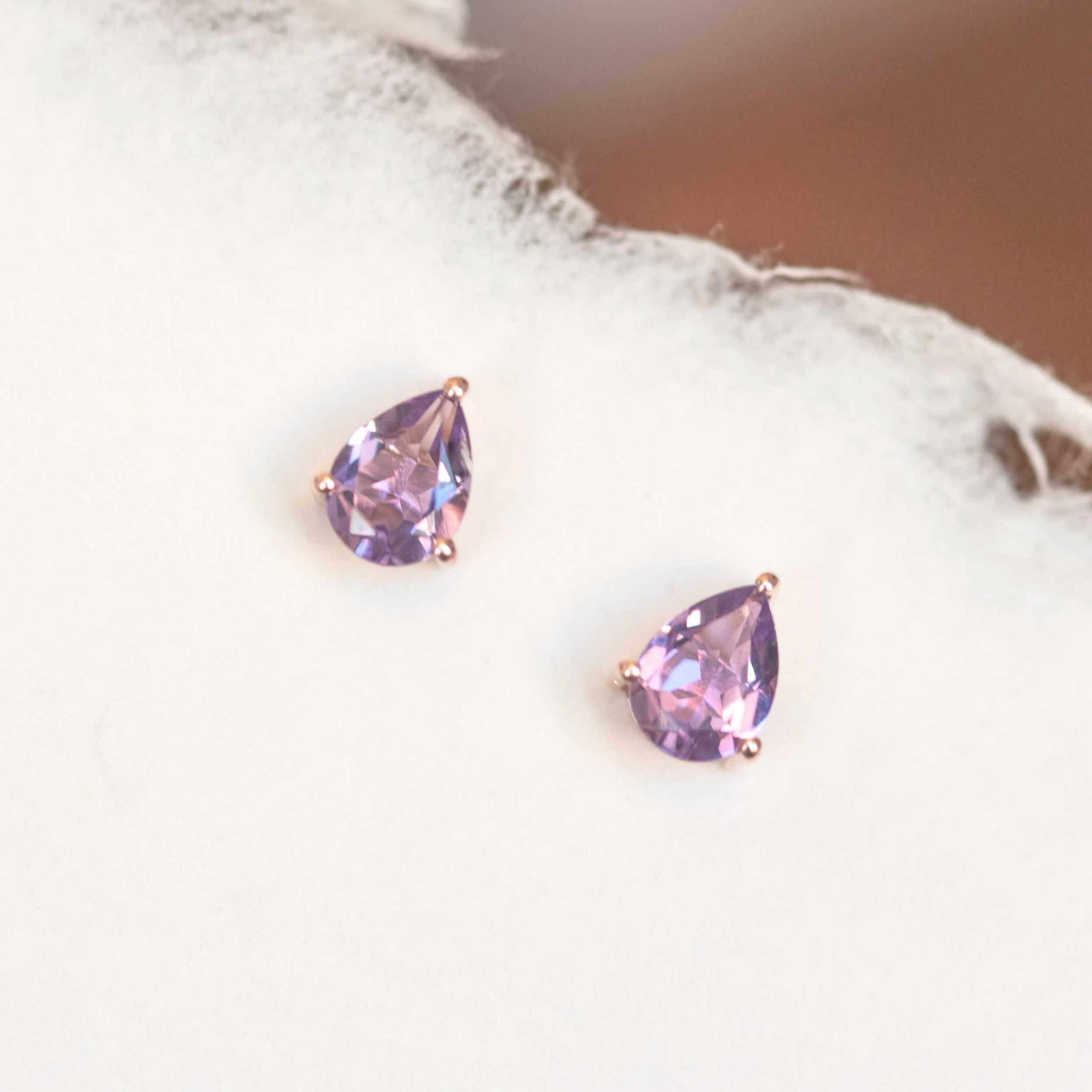Amethyst Pear Shape Stud Earrings Gifts for girls women girlfriend cartilage second piercing earrings