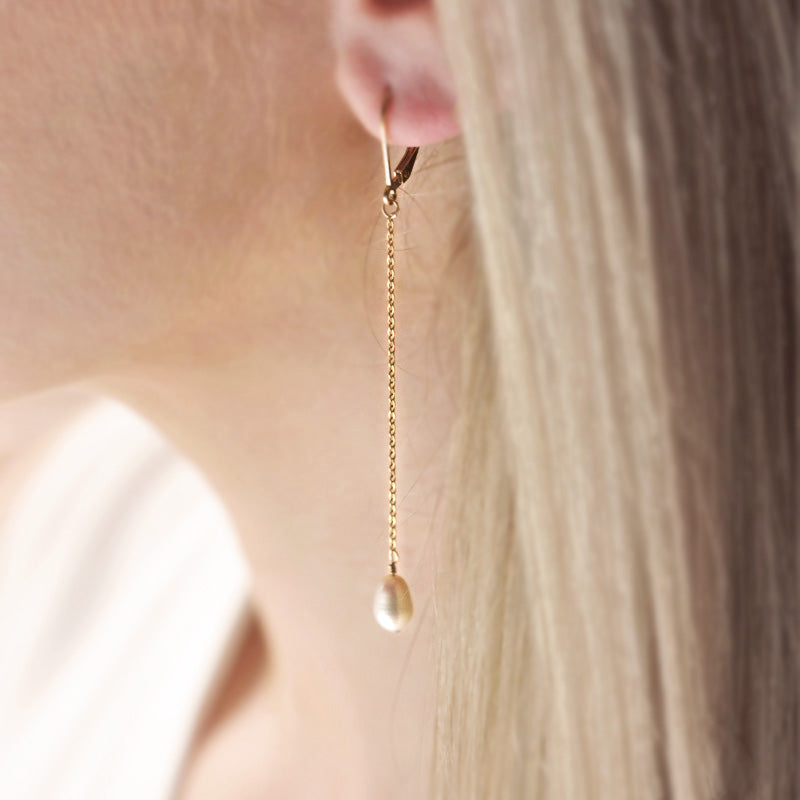 Pearl Drop Threaders Earrings Bridal Wedding Earrings