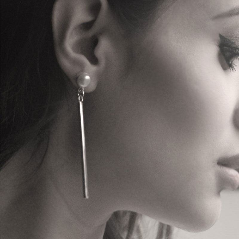 Pearl and Line Earrings