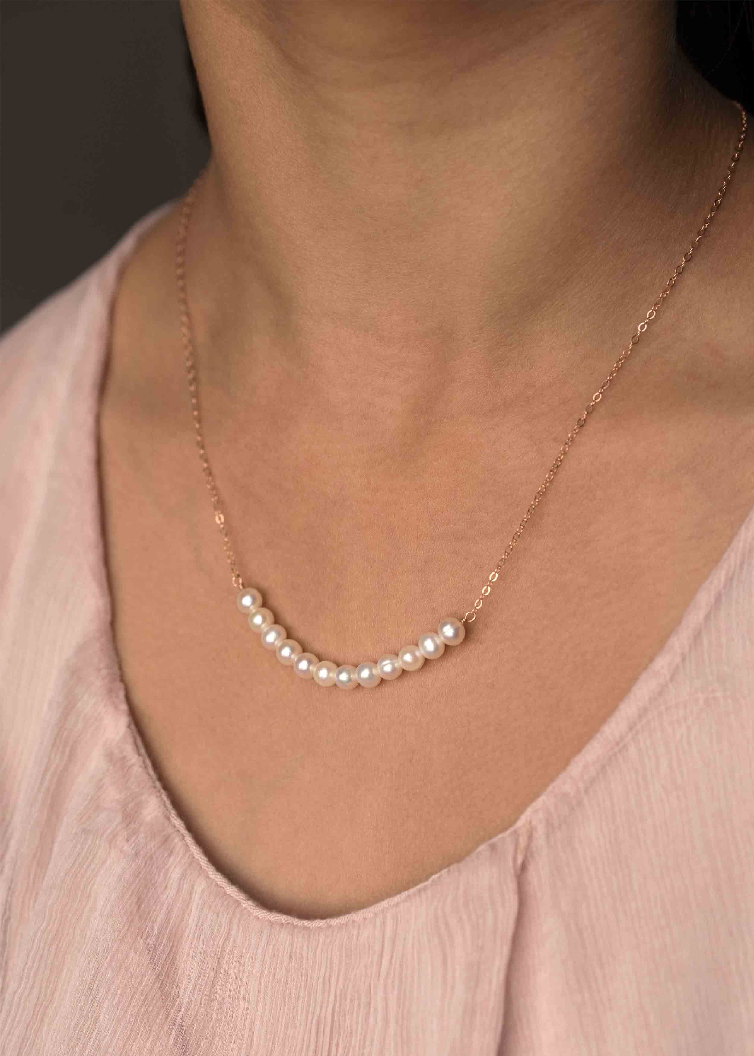 Pearl gold Necklace, bridal necklace