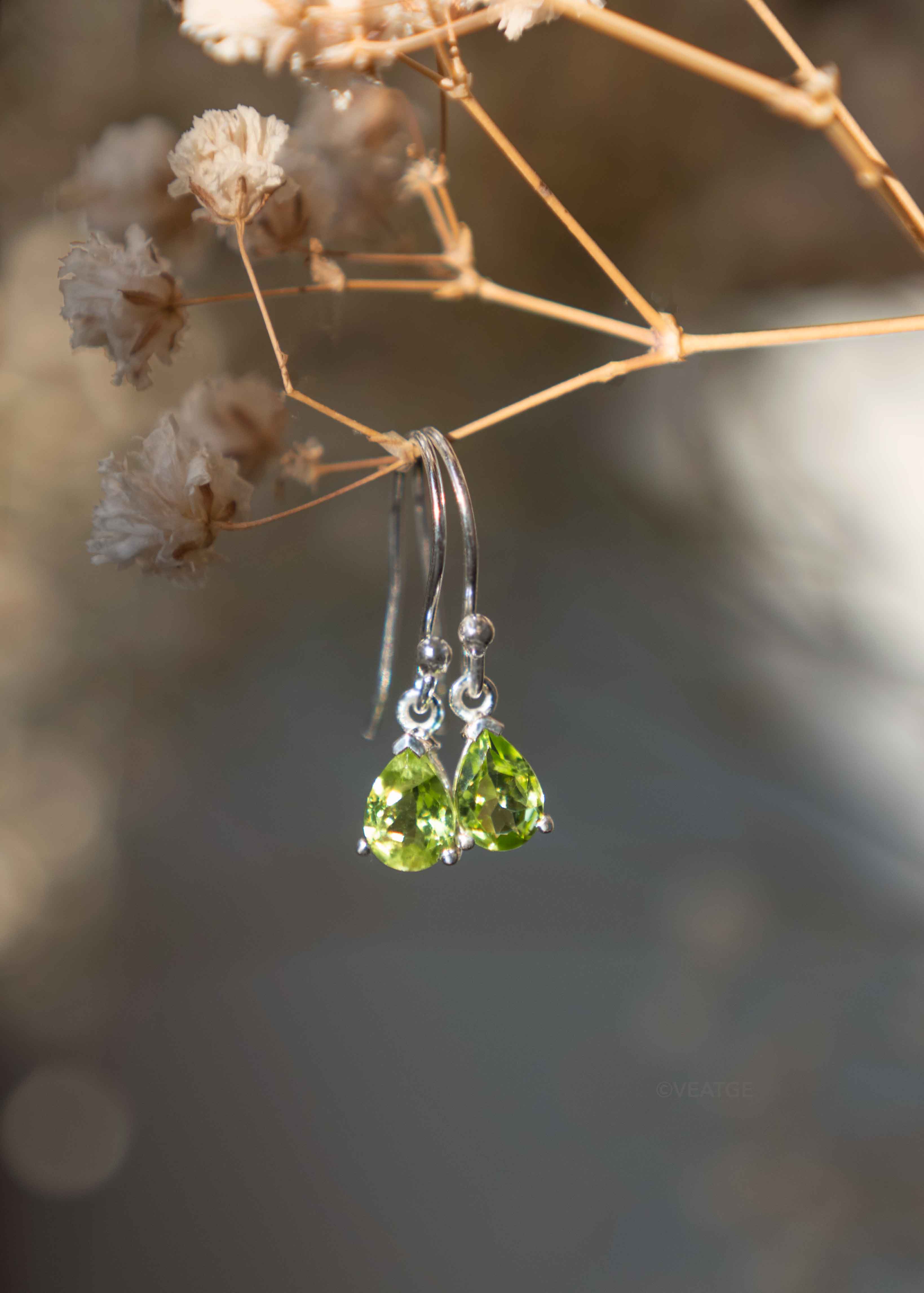 Peridot Sterling Silver Dangle Drop Earrings August birthstone genuine girls teen birthday gift