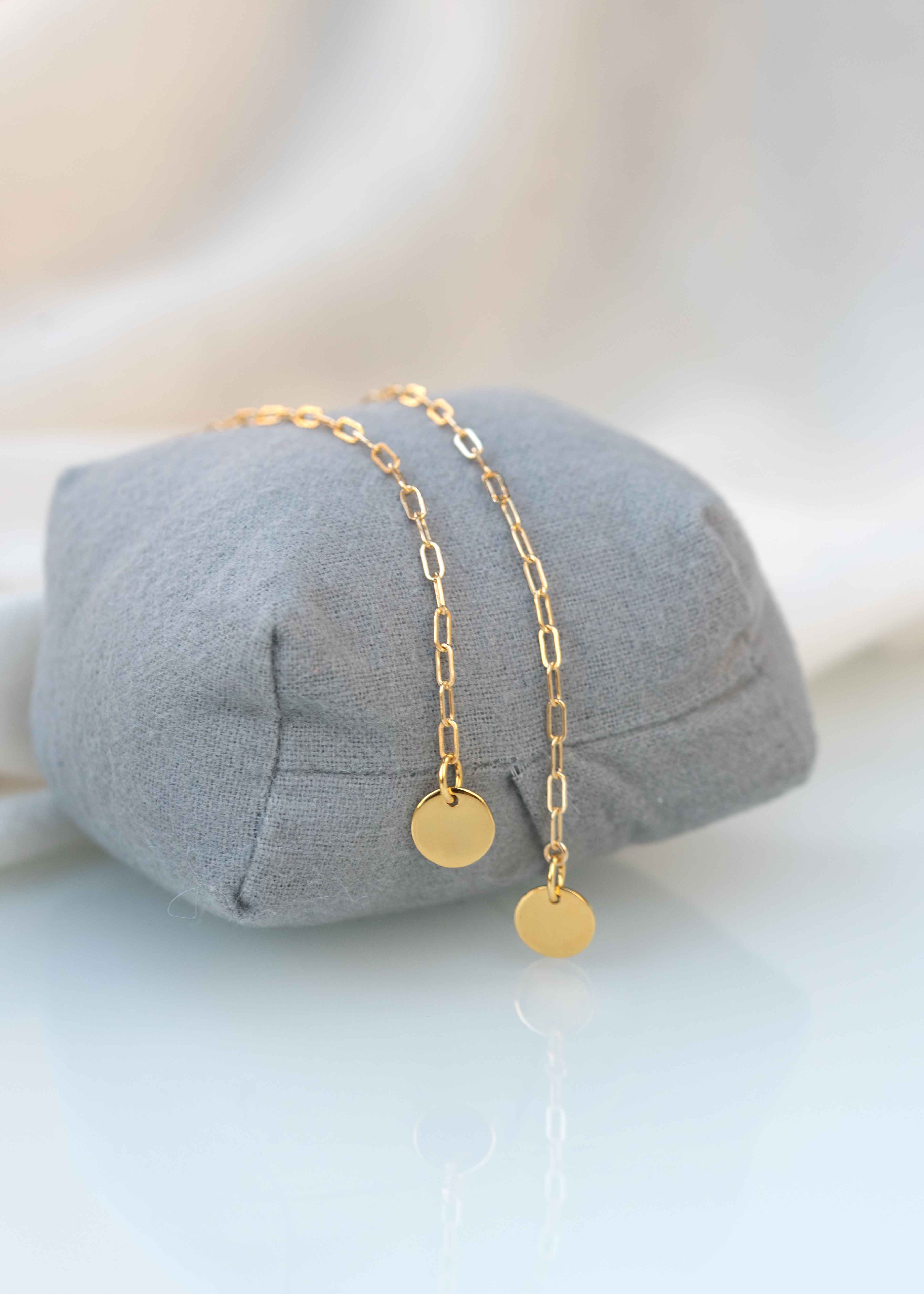 Mother Daughter Personalized Gold Disc Bracelet Set Mommy baby jewelry