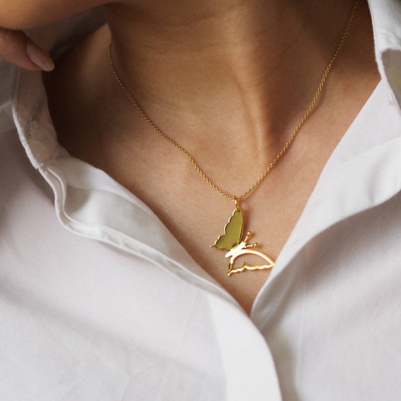 Gold Butterfly Necklace Gold Plated