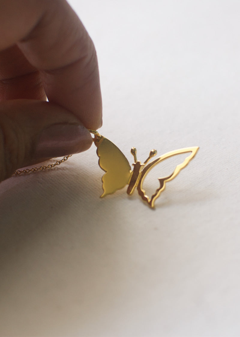 Gold Butterfly Necklace Gold Plated