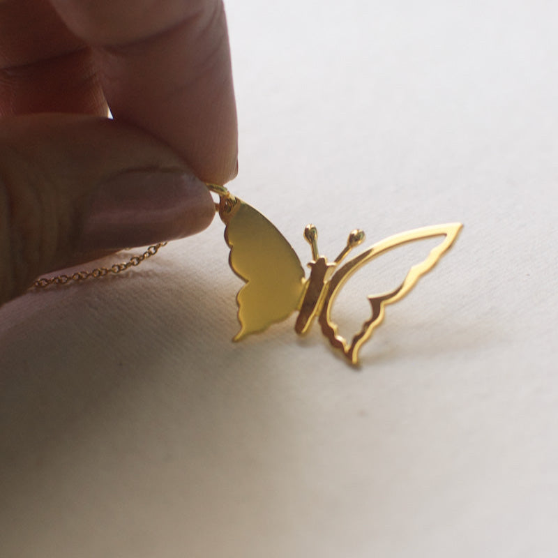 Gold Butterfly Necklace Gold Plated