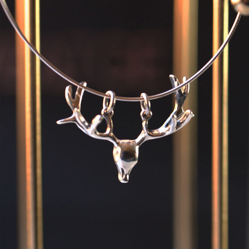 Reindeer antler pendant, deer antler necklace, christmas necklace, women's necklace, silver necklace