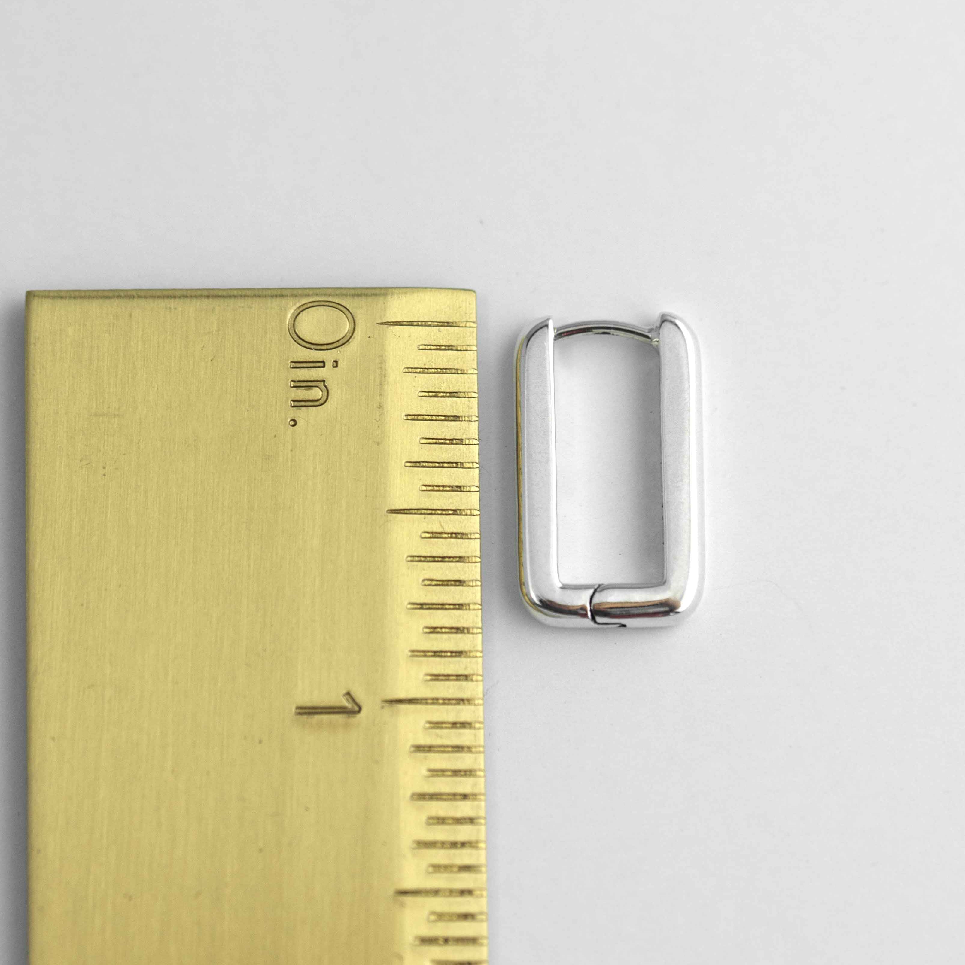 Rectangle Hoops Earrings Thick Bold Minimalist Geometric Huggies Gold Plated