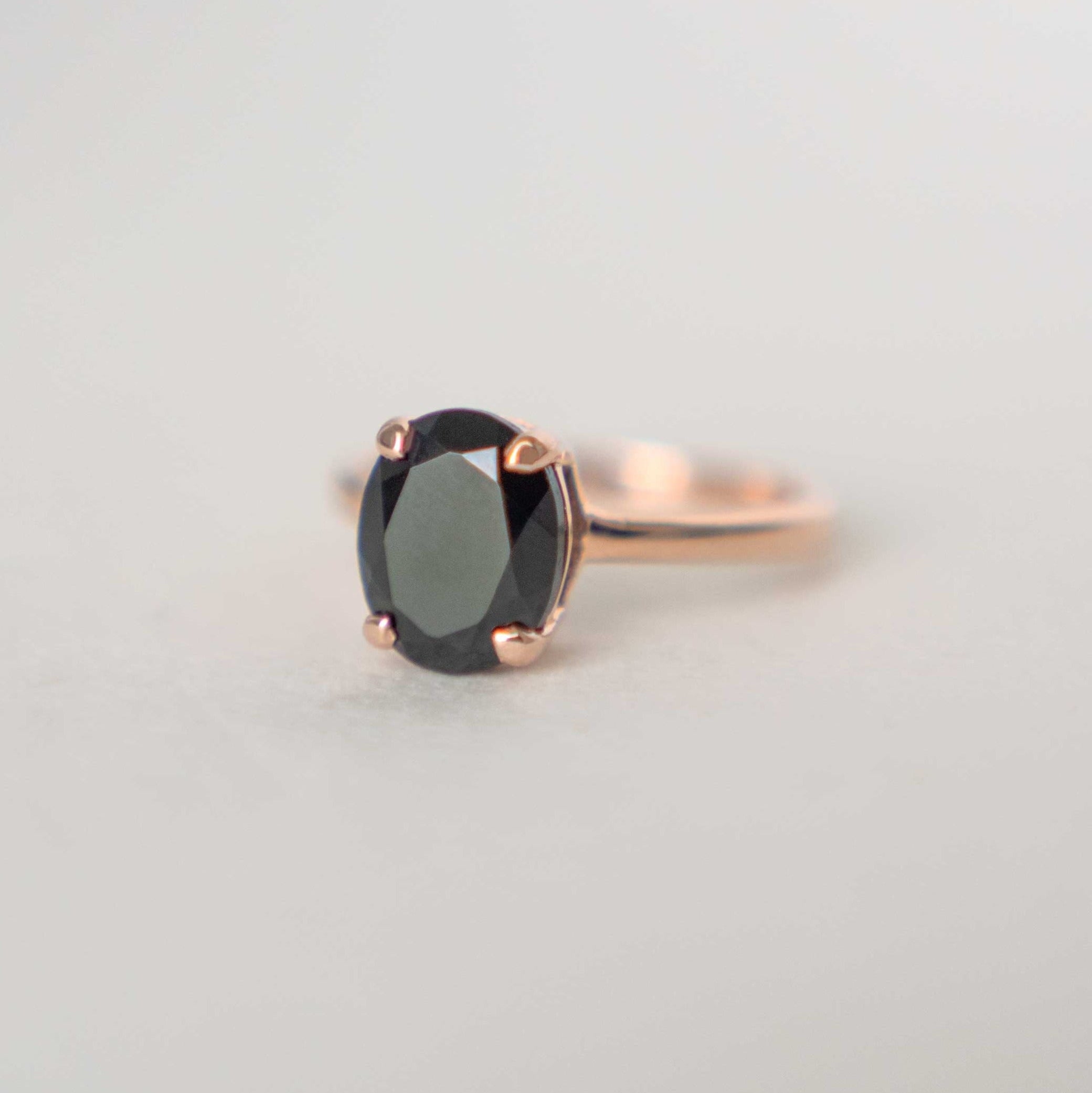 Black Onyx Gemstone Natural Genuine Rose Gold Large Statement Rings gifts for women