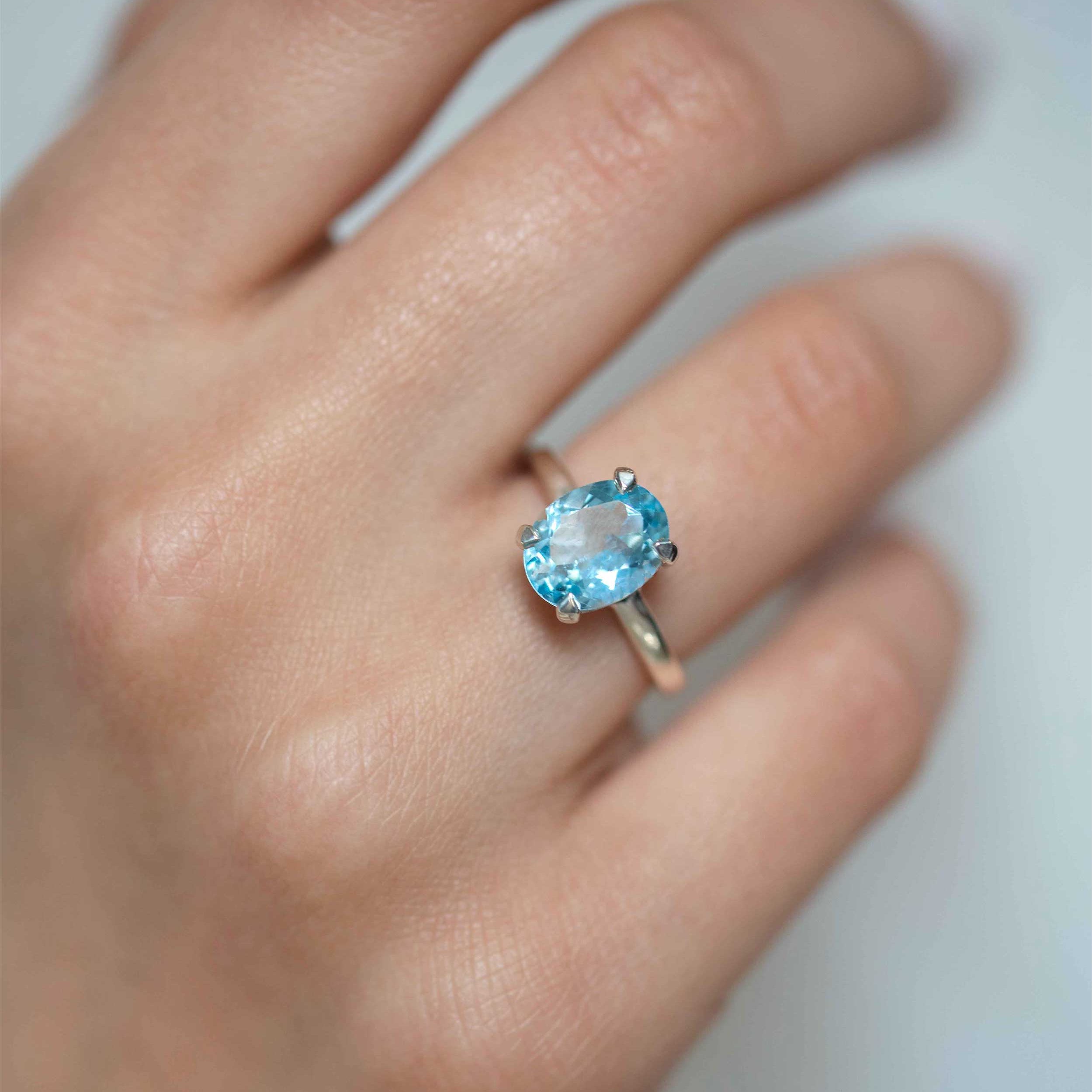 Genuine Blue Topaz Engagement Promise Proposal Ring Sterling Silver Gifts for Women December Birthstone