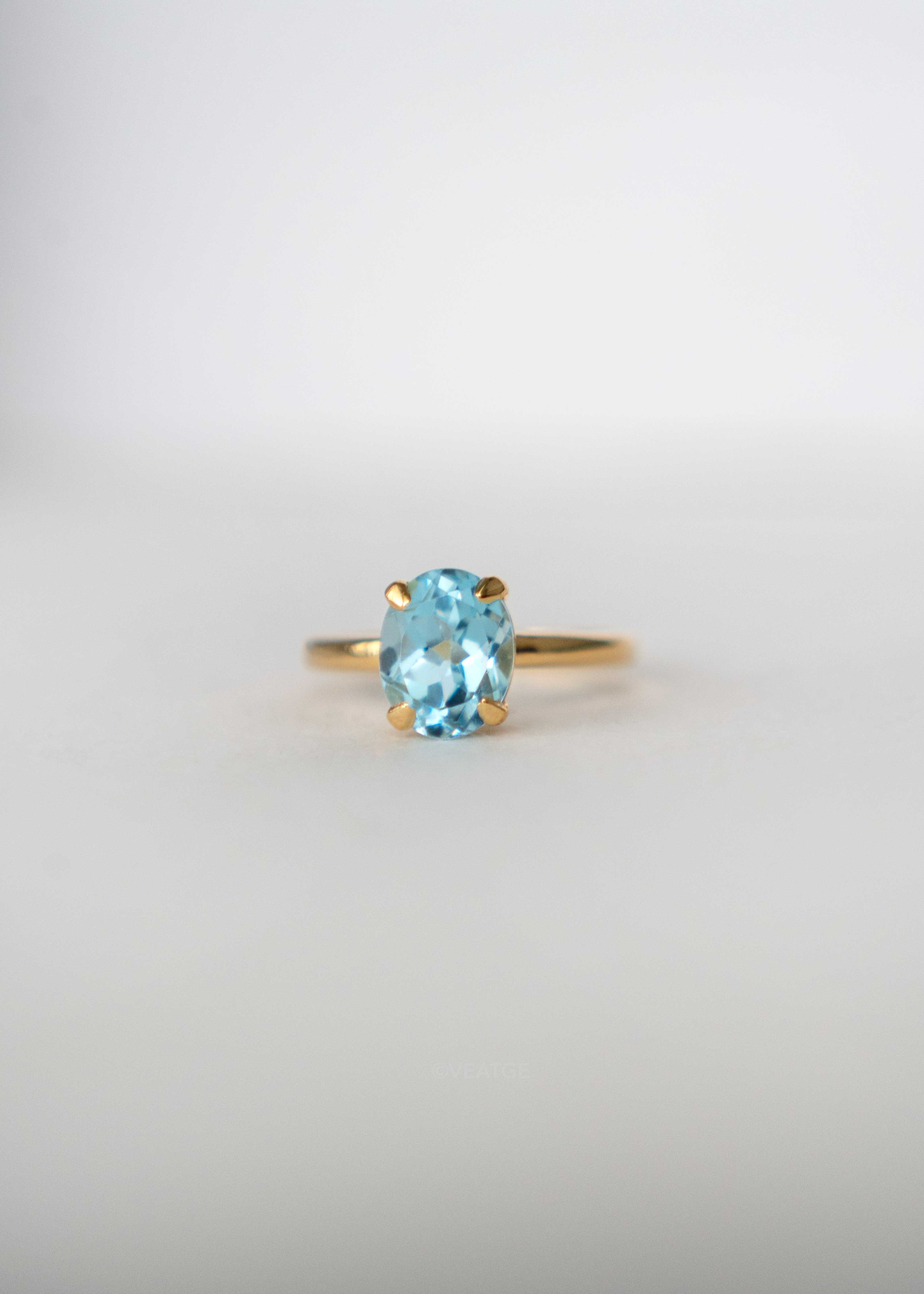 Genuine Blue Topaz Engagement Promise Proposal Ring Gold Gifts for Women December Birthstone