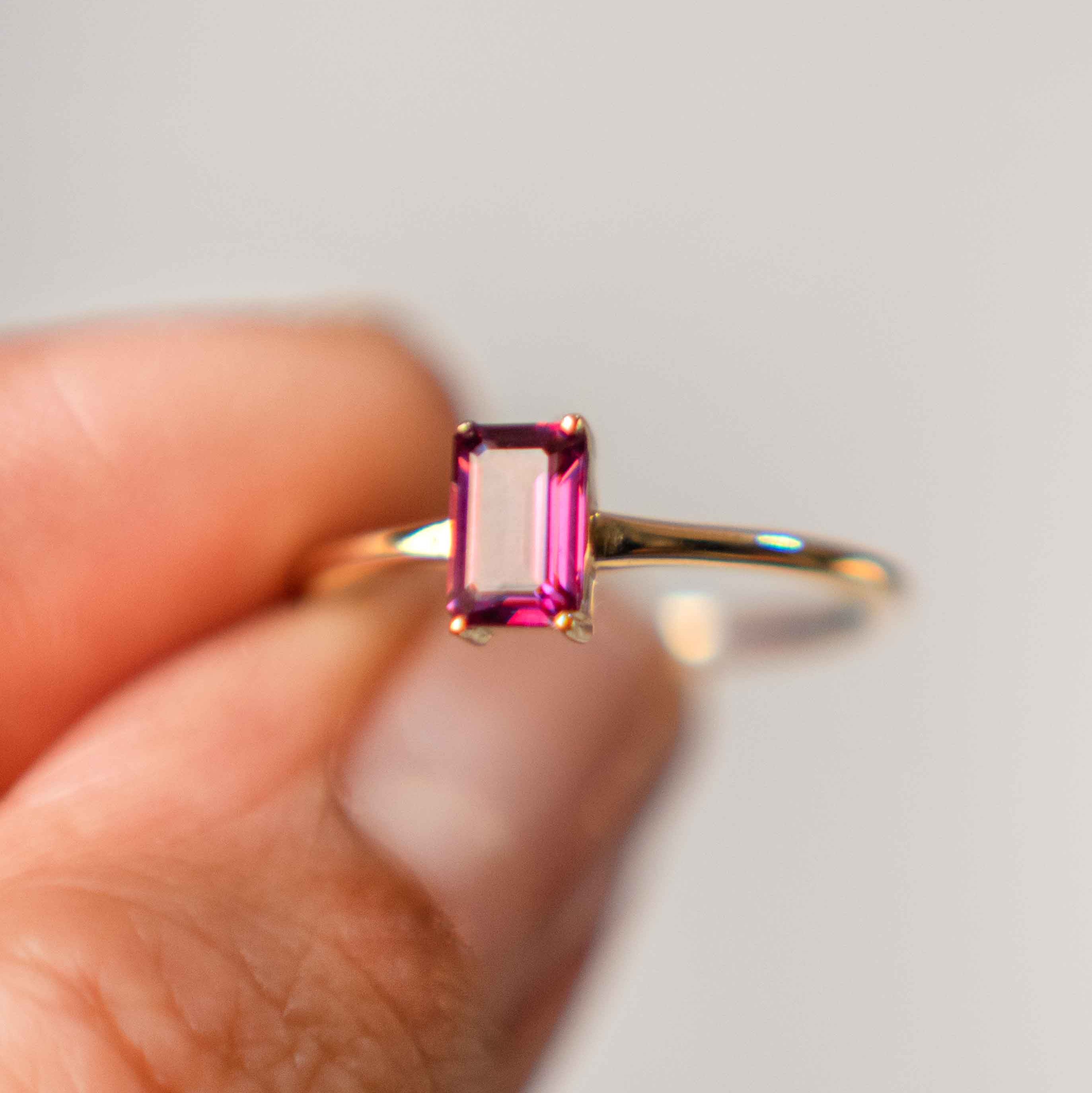 Rhodolite Garnet January Birthstone Gold Ring Delicate Minimal Genuine Gemstone Gifts for Women