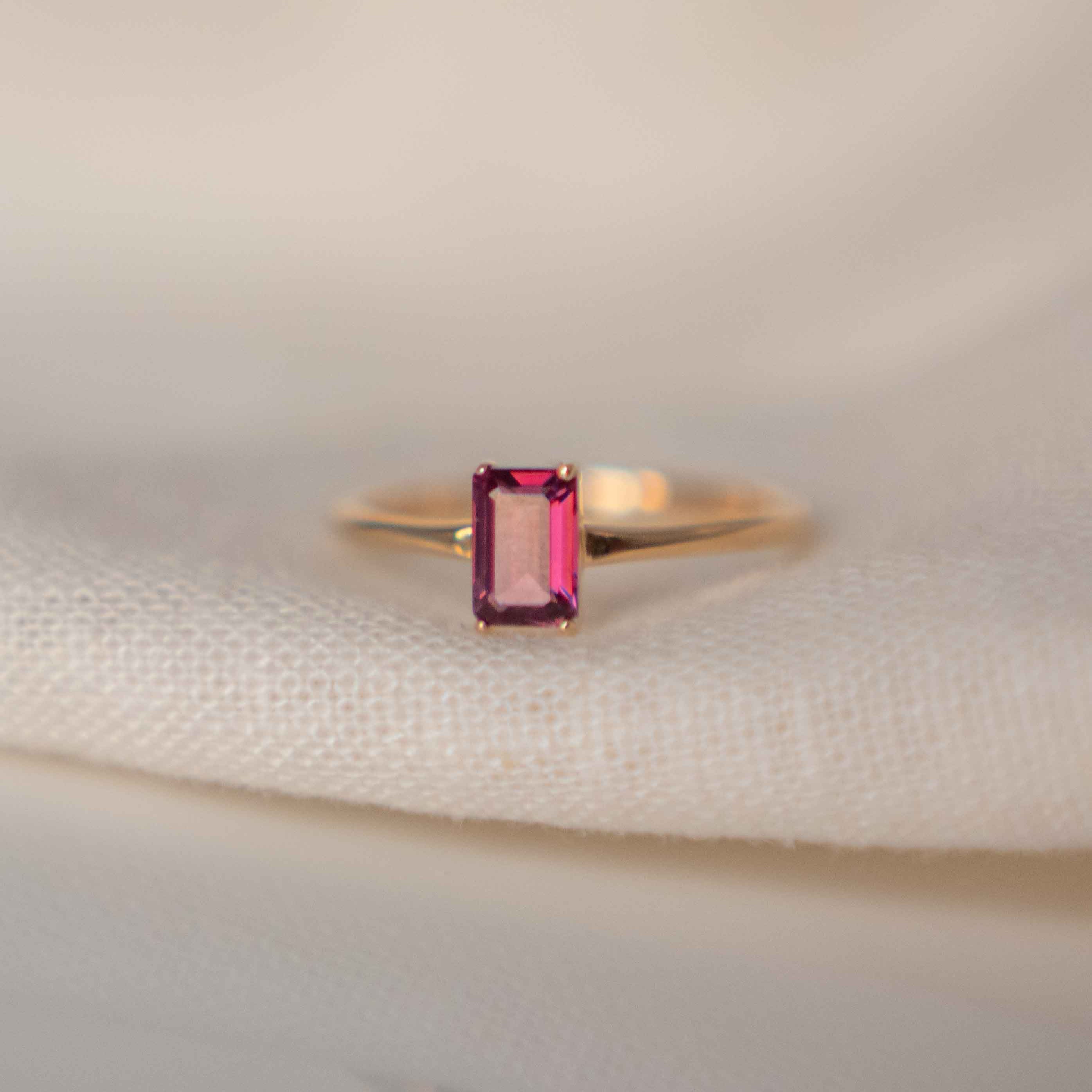 Rhodolite Garnet January Birthstone Gold Ring Delicate Minimal Genuine Gemstone Gifts for Women