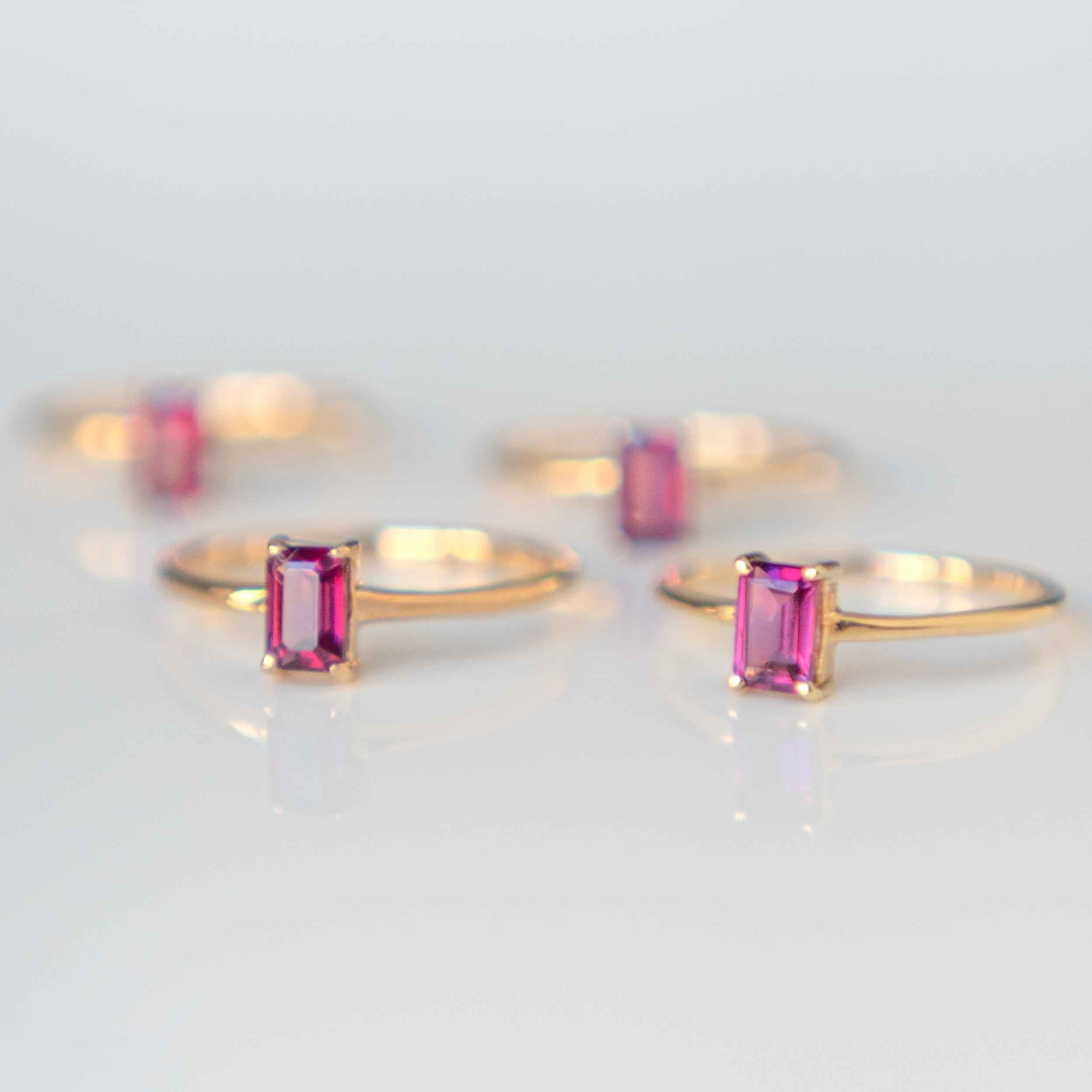 Rhodolite Garnet January Birthstone Gold Ring Delicate Minimal Genuine Gemstone Gifts for Women