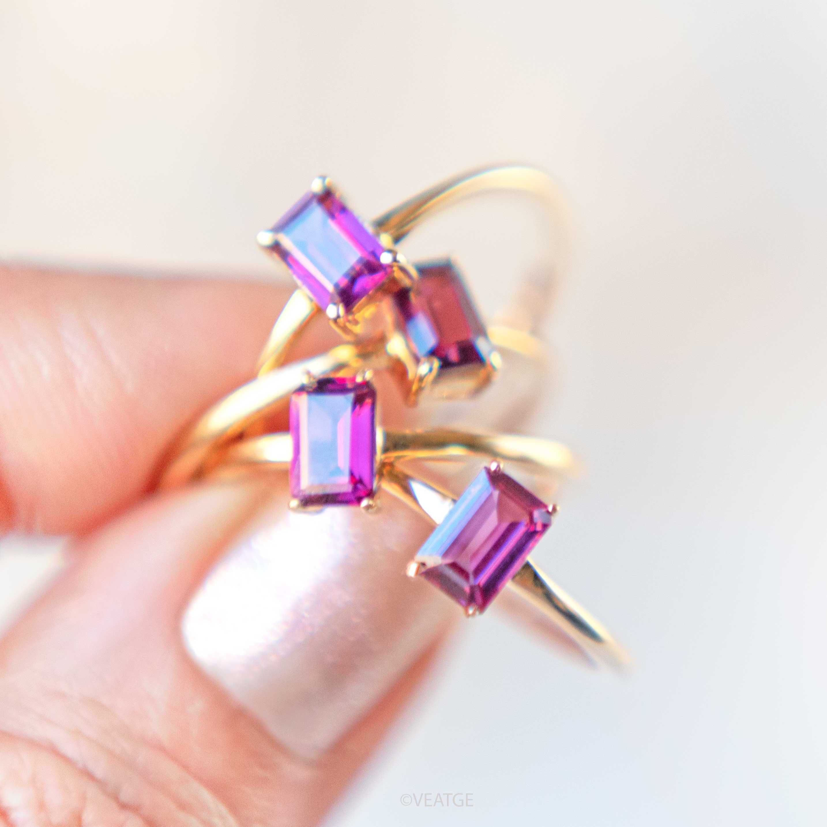Rhodolite Garnet January Birthstone Gold Ring Delicate Minimal Genuine Gemstone Gifts for Women