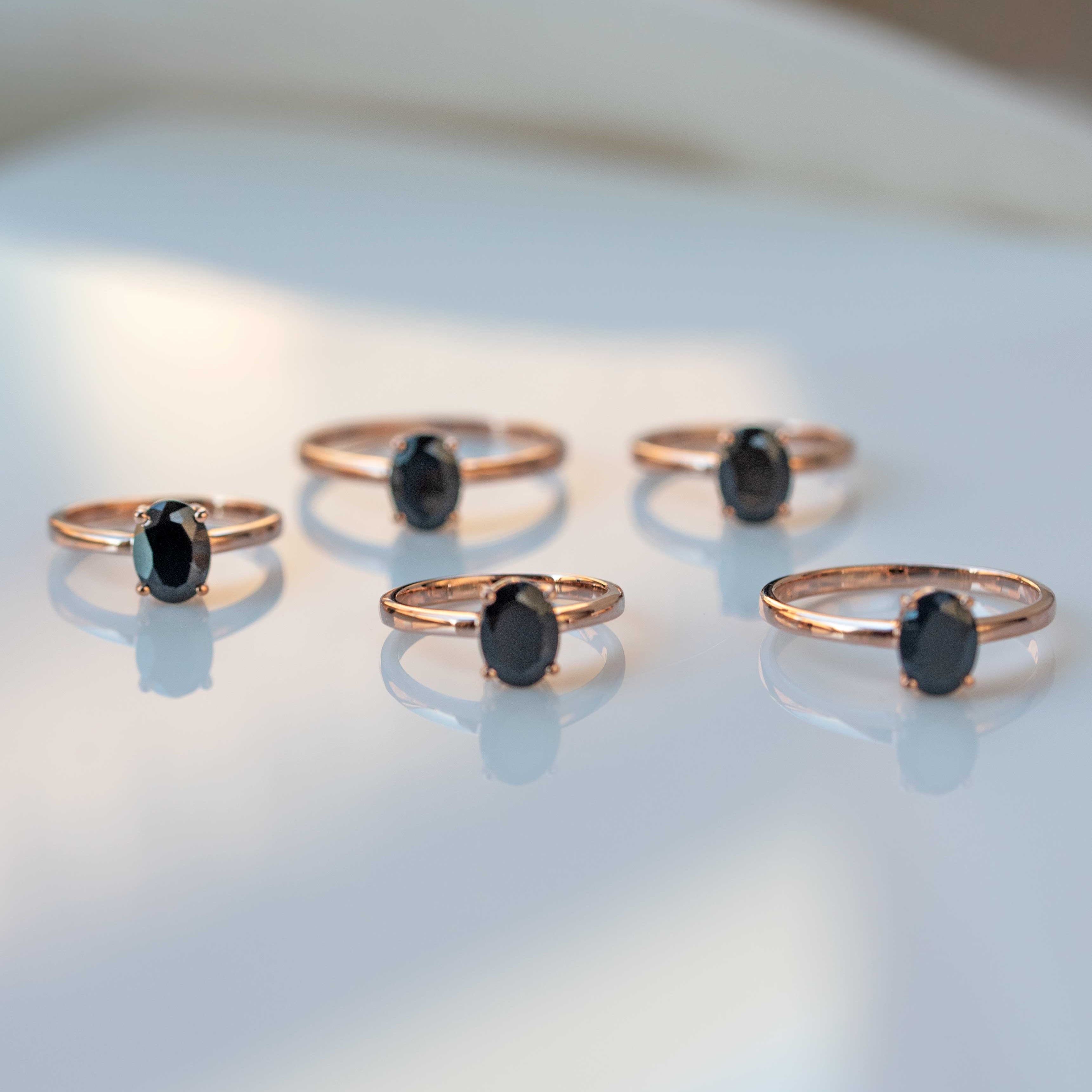 Genuine Black Onyx Ring in Rose Gold Protection stone