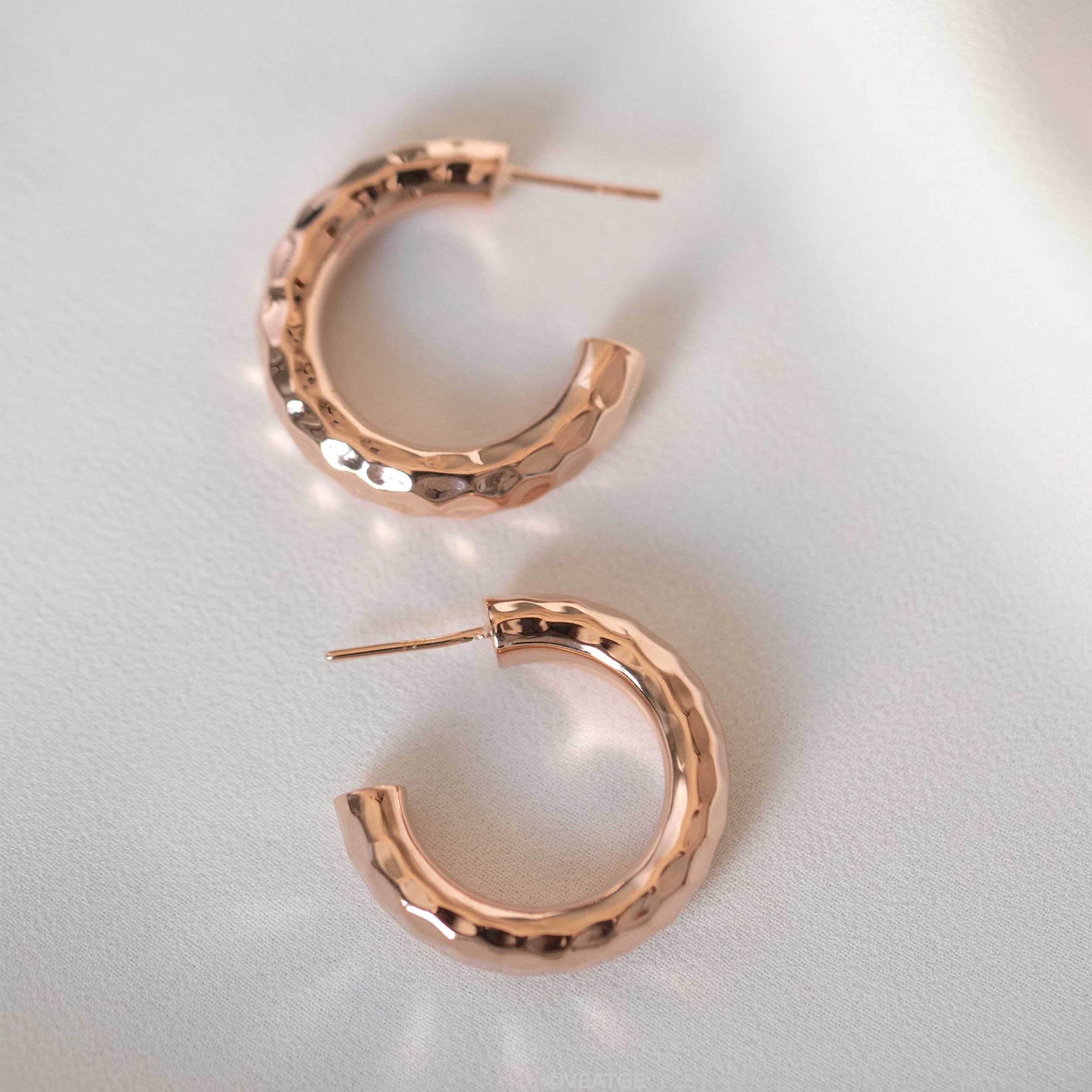 rose gold chunky thick medium handmade hoop earrings for women classic and timeless