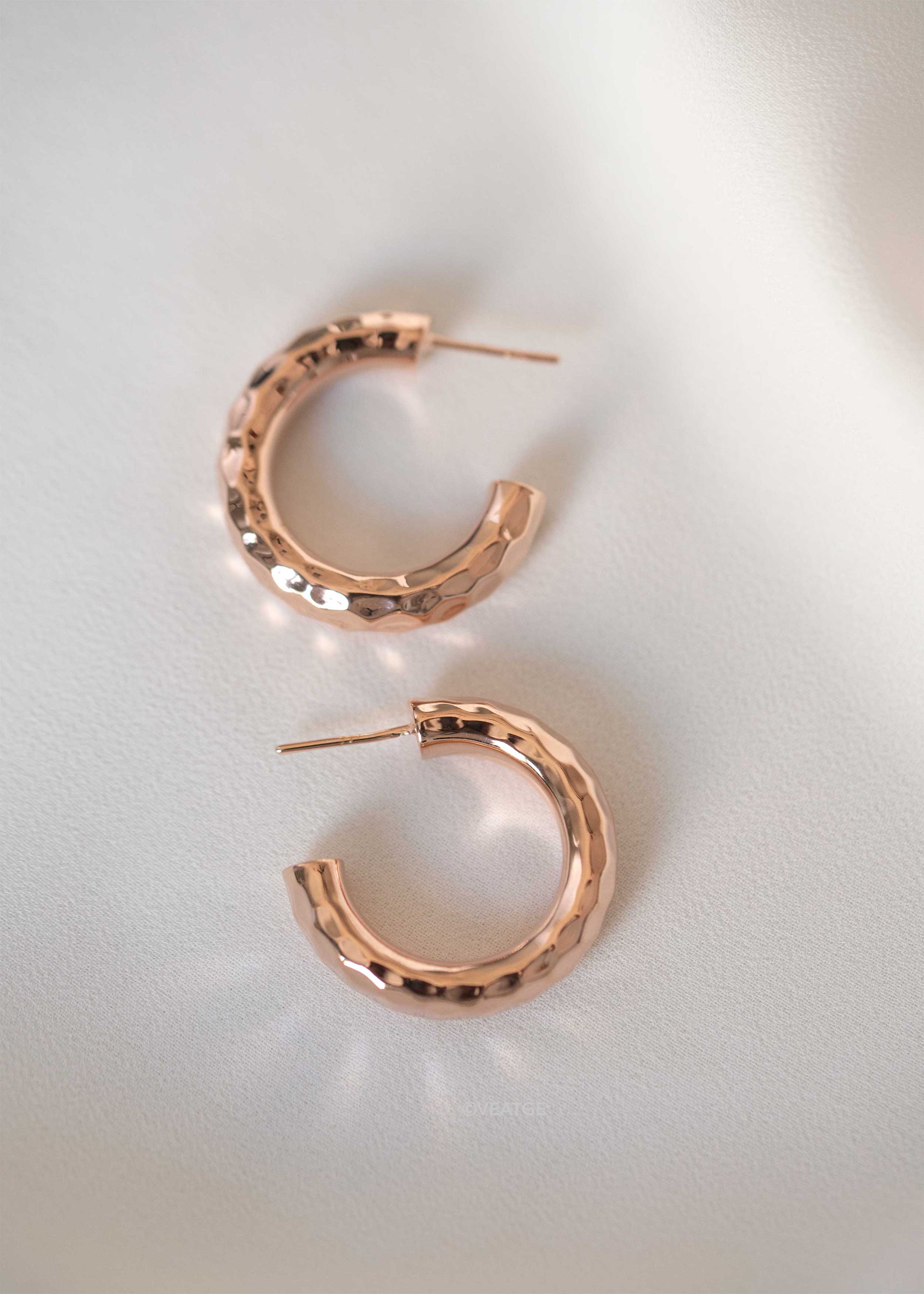 rose gold chunky thick medium handmade hoop earrings for women classic and timeless