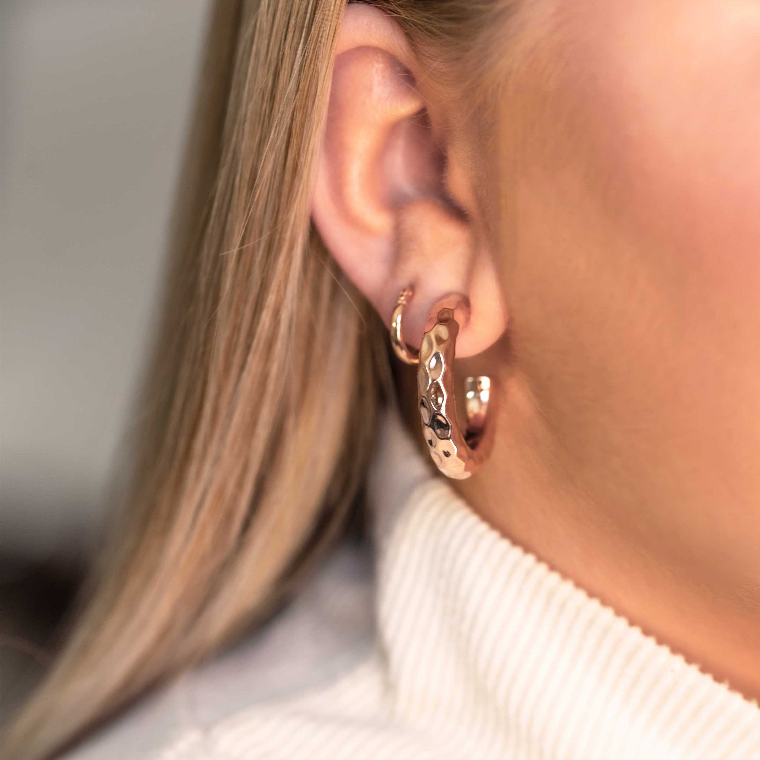 rose gold chunky statement medium handmade hoop earrings for women classic and timeless
