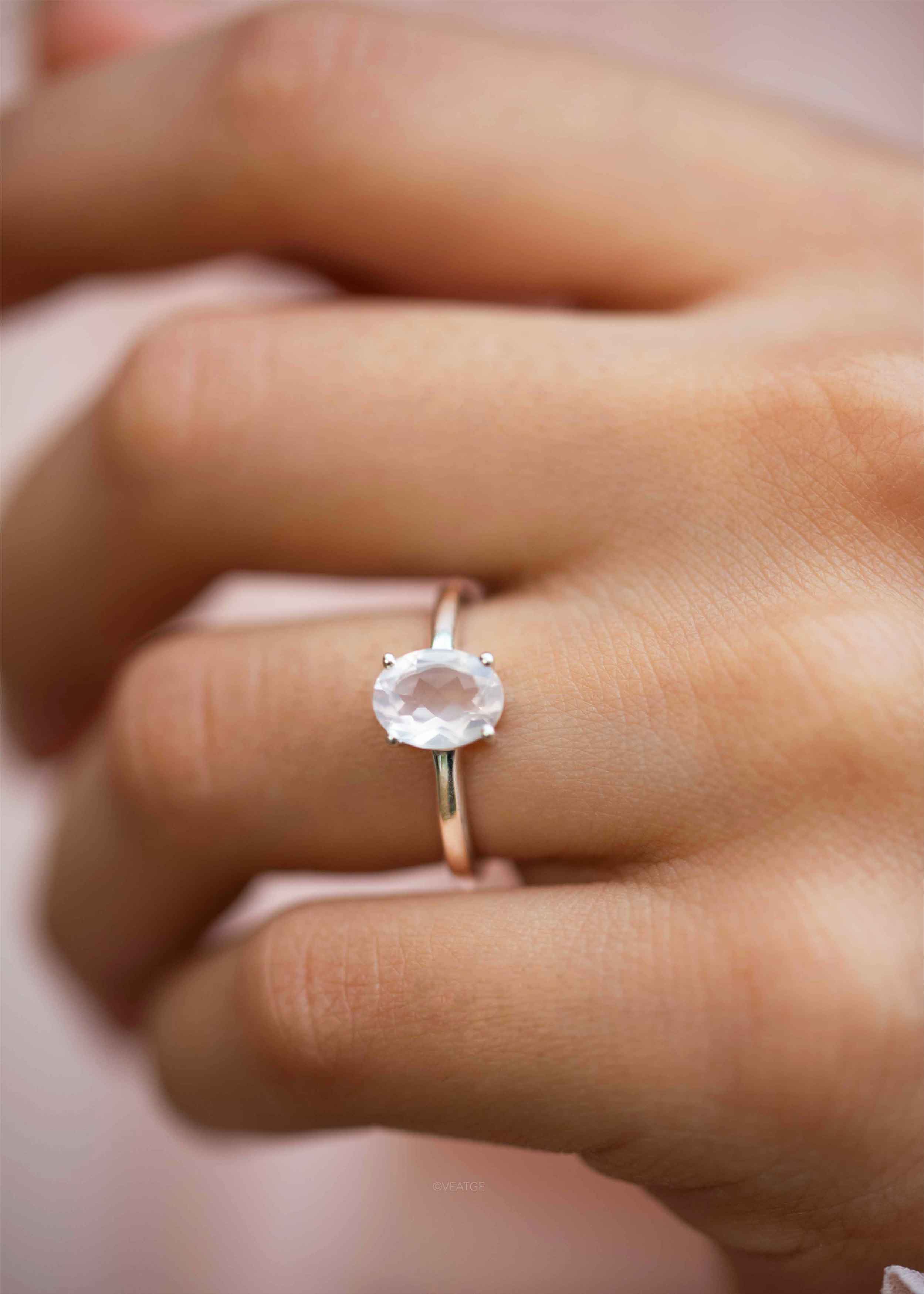 Rose Quartz Rings in Sterling Silver, rose quartz gemstone, love gifts for girlfriend