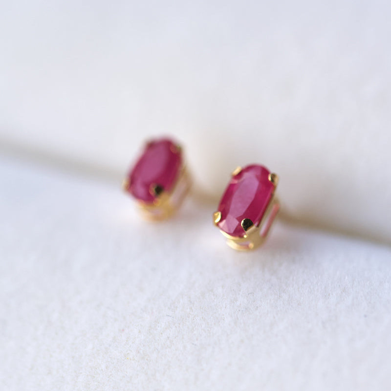 ruby stud earrings solid gold