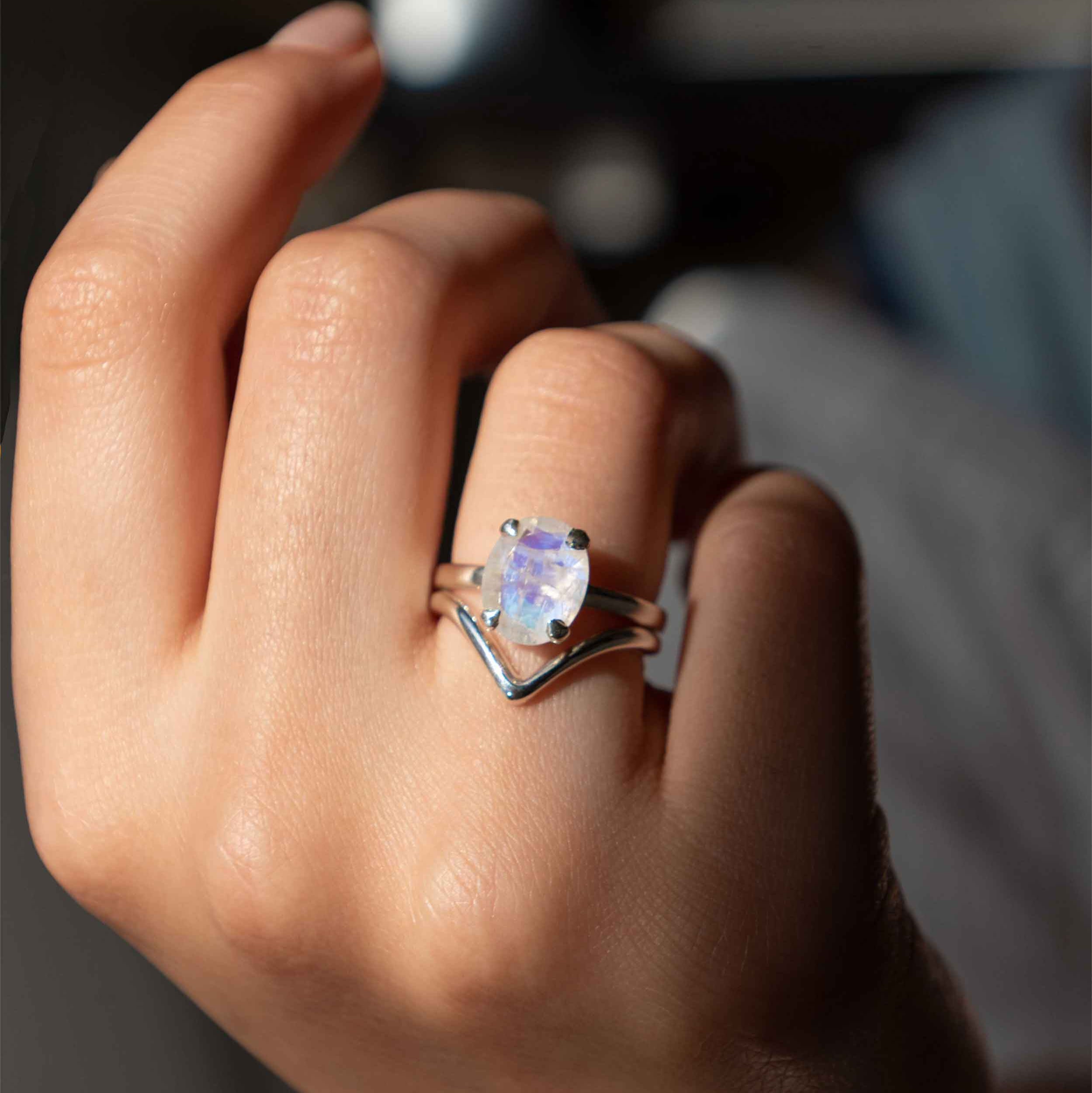 moonstone stackable ring