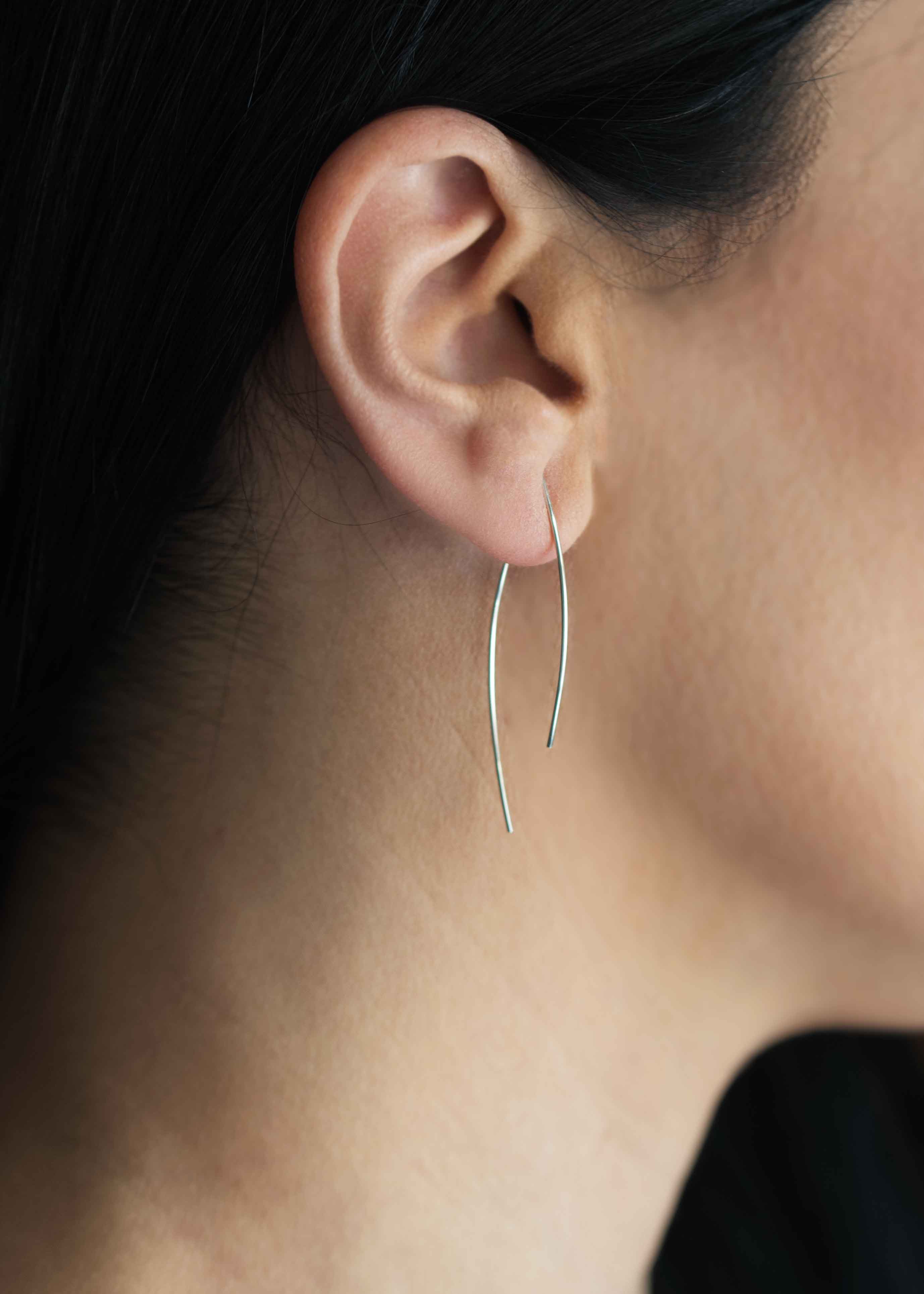 Arc Threader Earrings Minimal Simple Gold Hoops gifts for women girls best friend