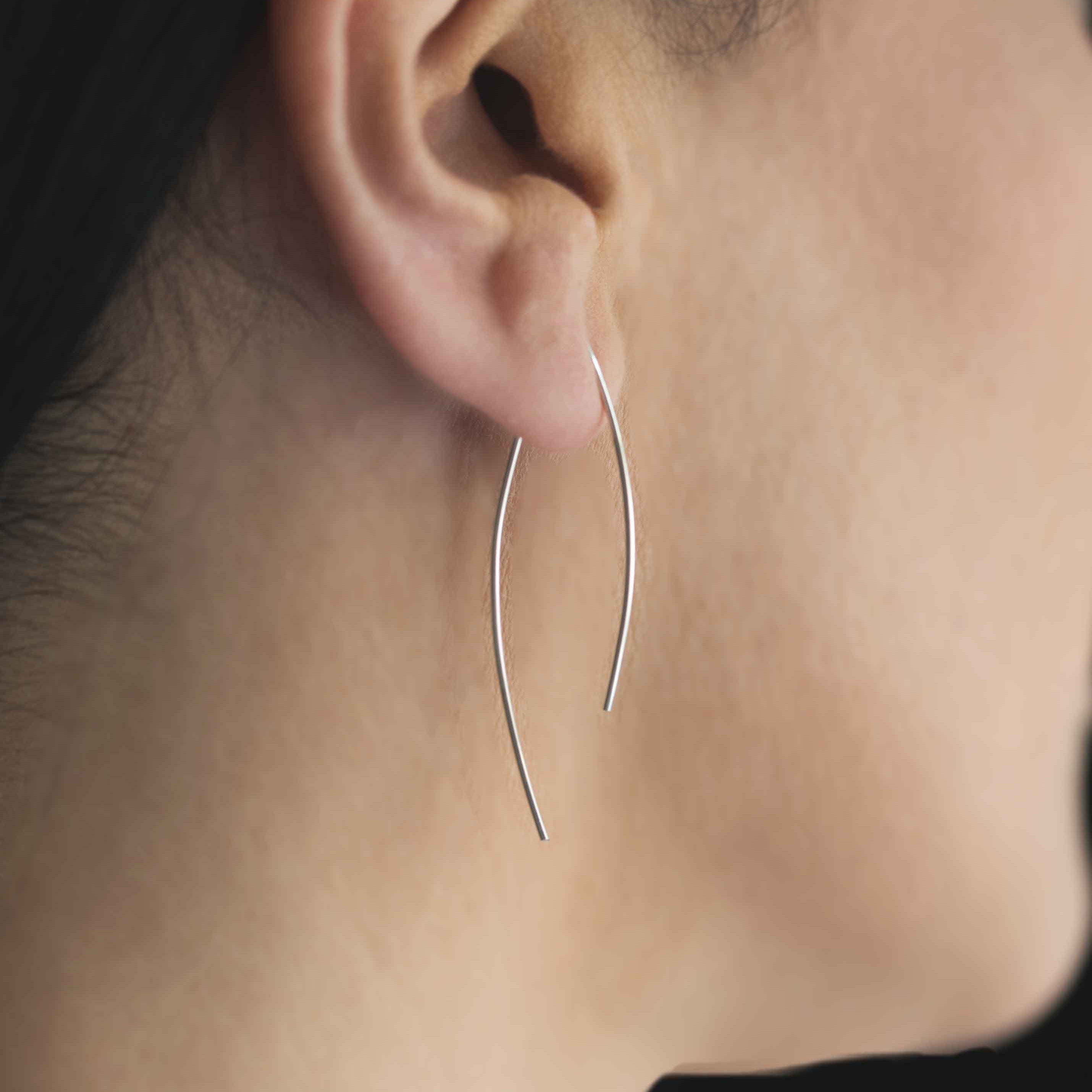 Arc Threader Earrings Minimal Simple Gold Hoops gifts for women girls best friend