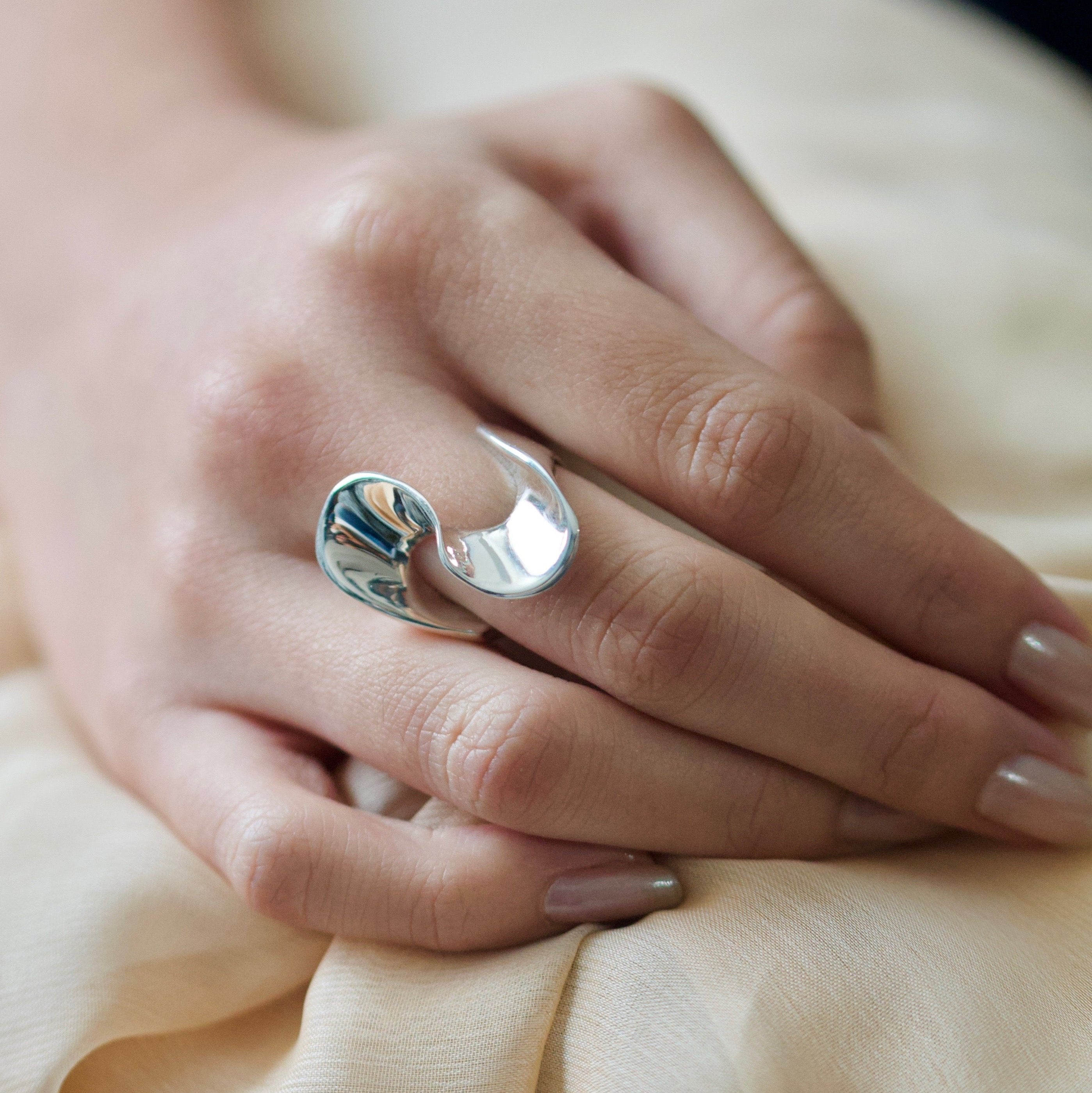 sterling silver statement ring for Women, Unique Large Cocktail Rings, Anniversary gift for wife, mom birthday gift, handmade silver ring gifts