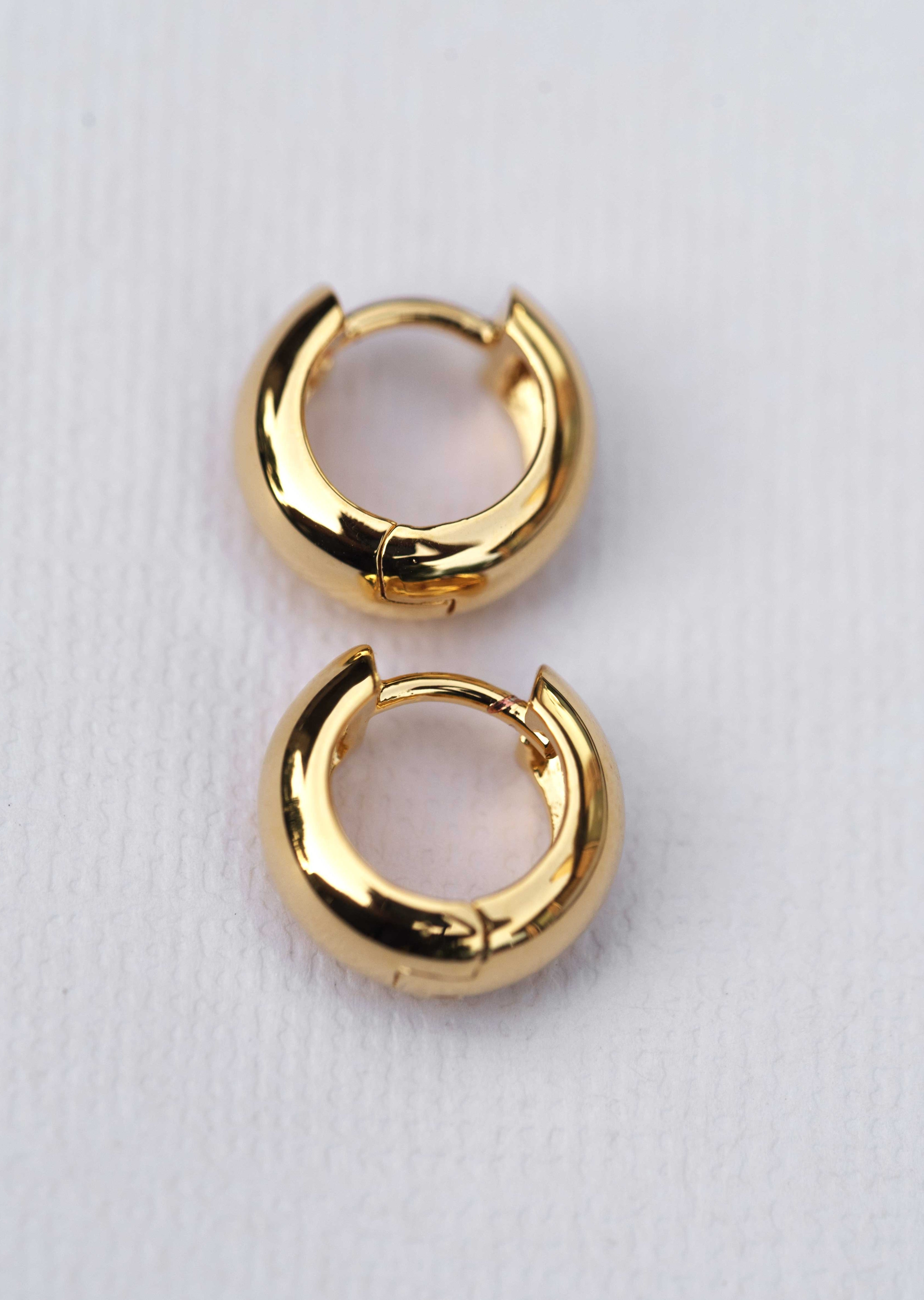 Gold huggie hoop earrings chunky